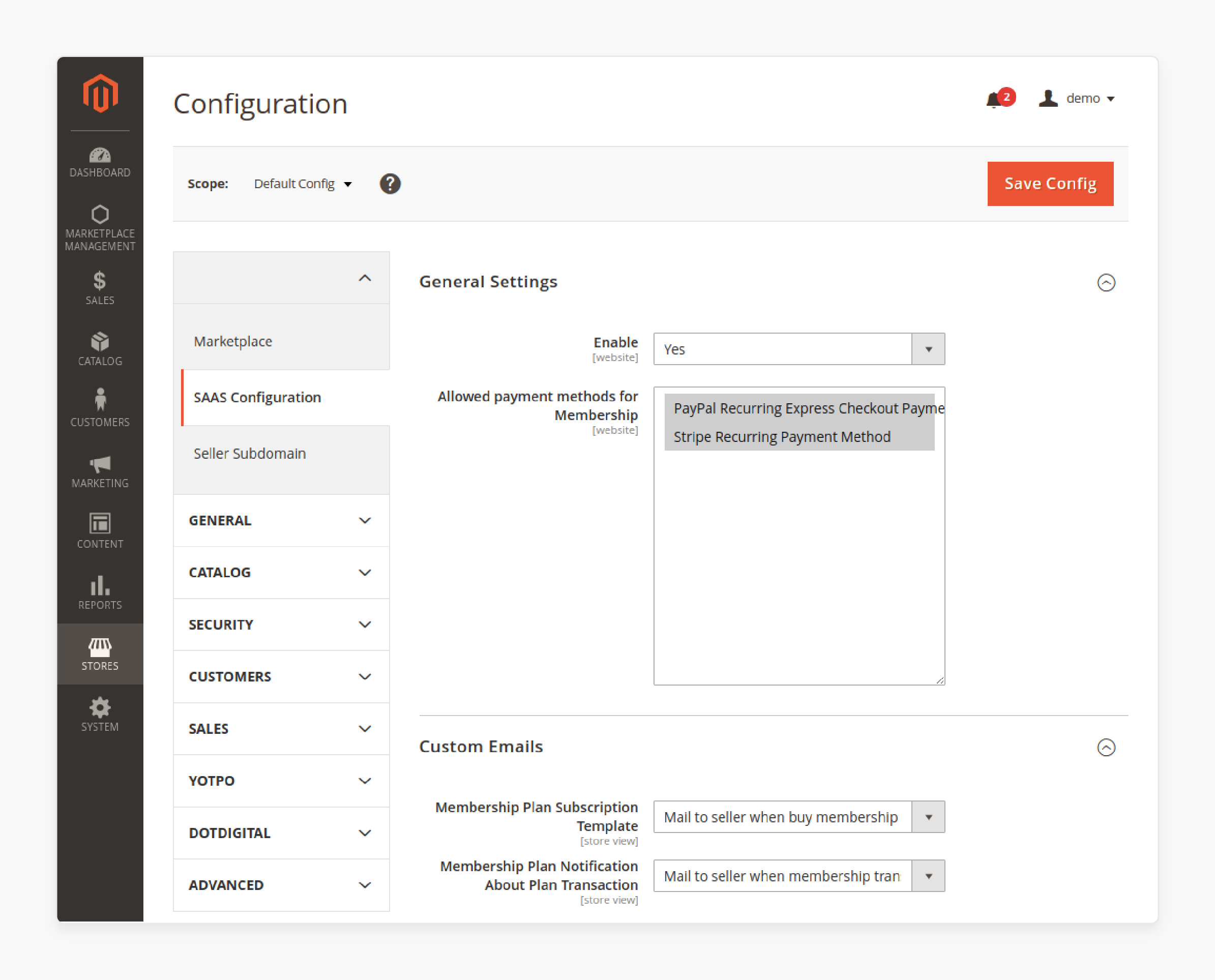 Enabling Configuration Settings