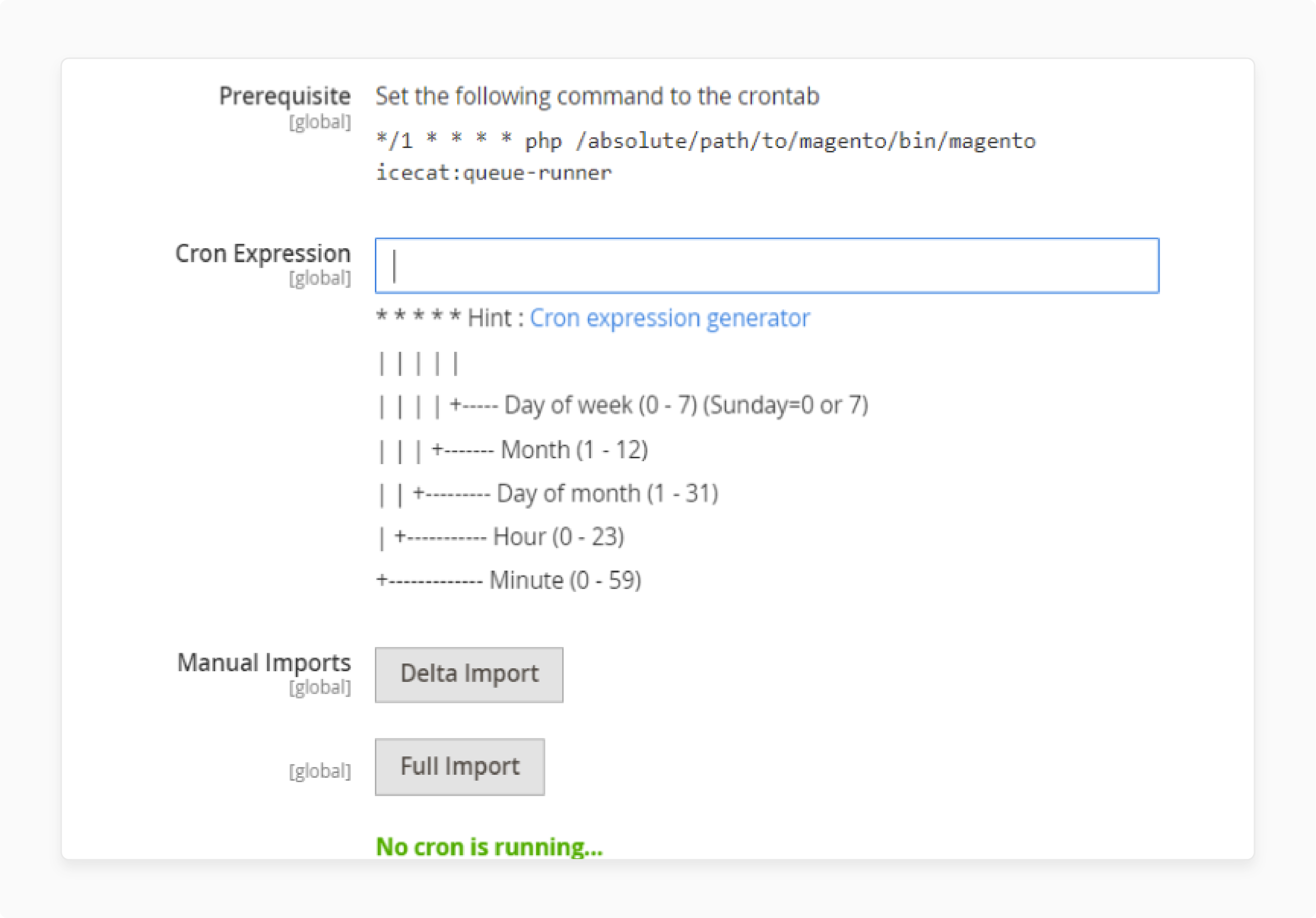 Setting cron expressions in Icecat Magento integration