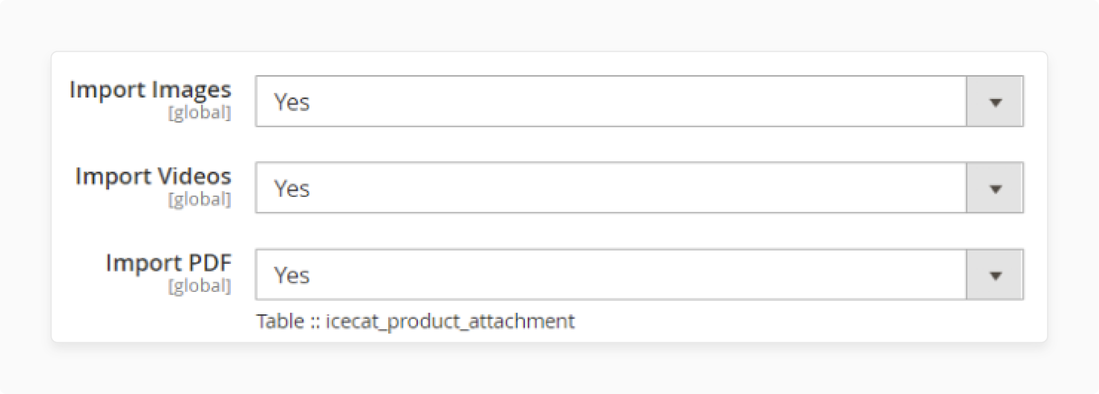 Settings to import images, videos, and PDFs in Magento using Icecat integration