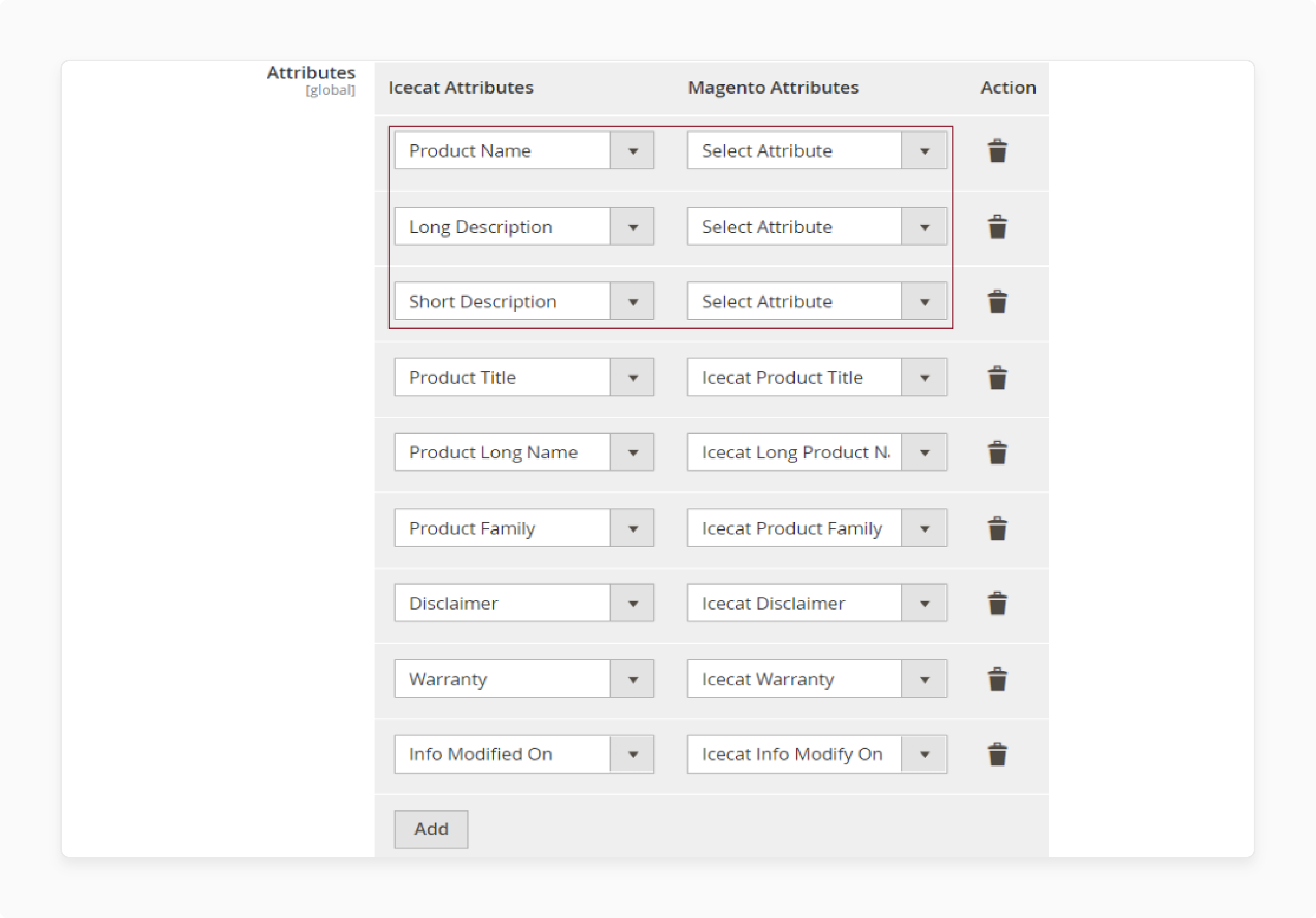 Basic Icecat attributes mapping in Magento integration