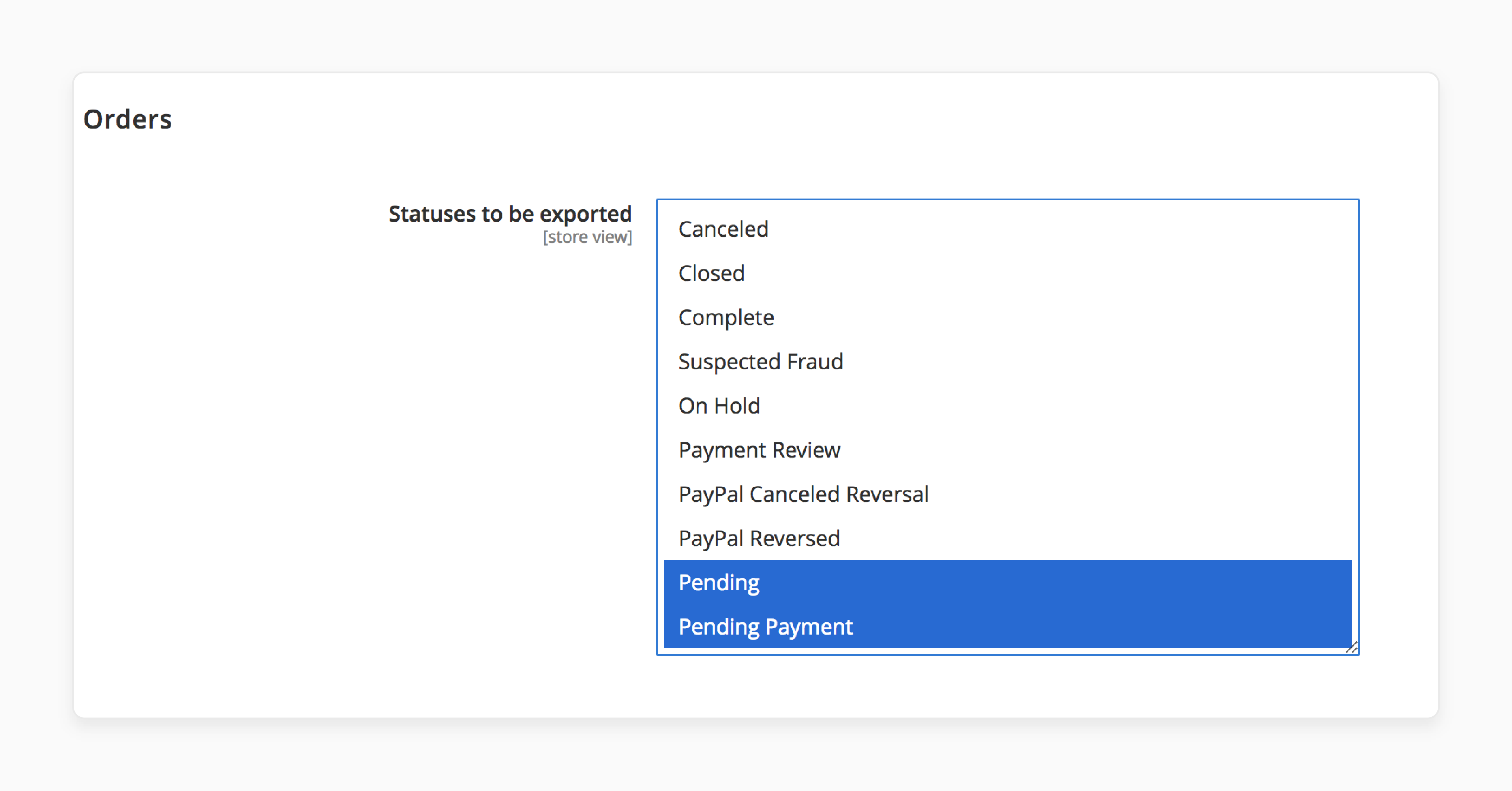 Configure Order Statuses for Export