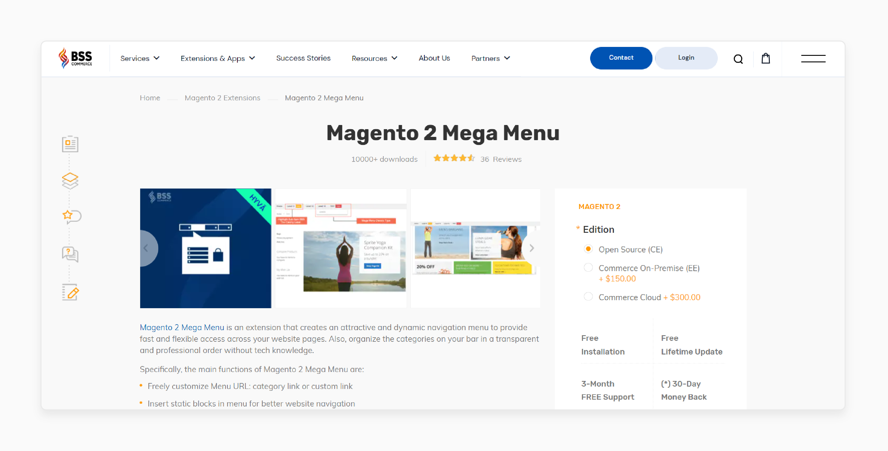 Magento 2 Mega Menu Extension by BSSCommerce with customizable options