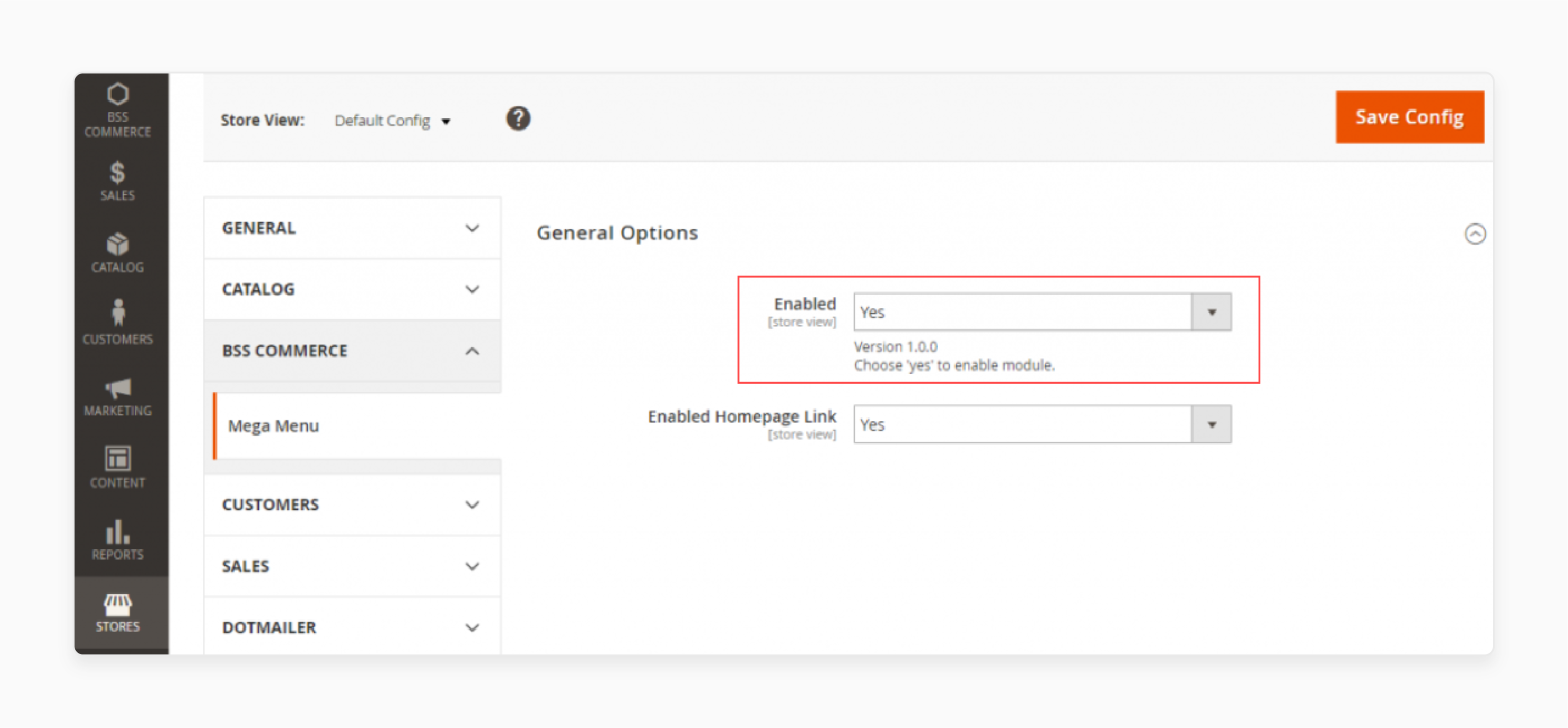 Enable the module in Magento 2 Mega Menu Extension