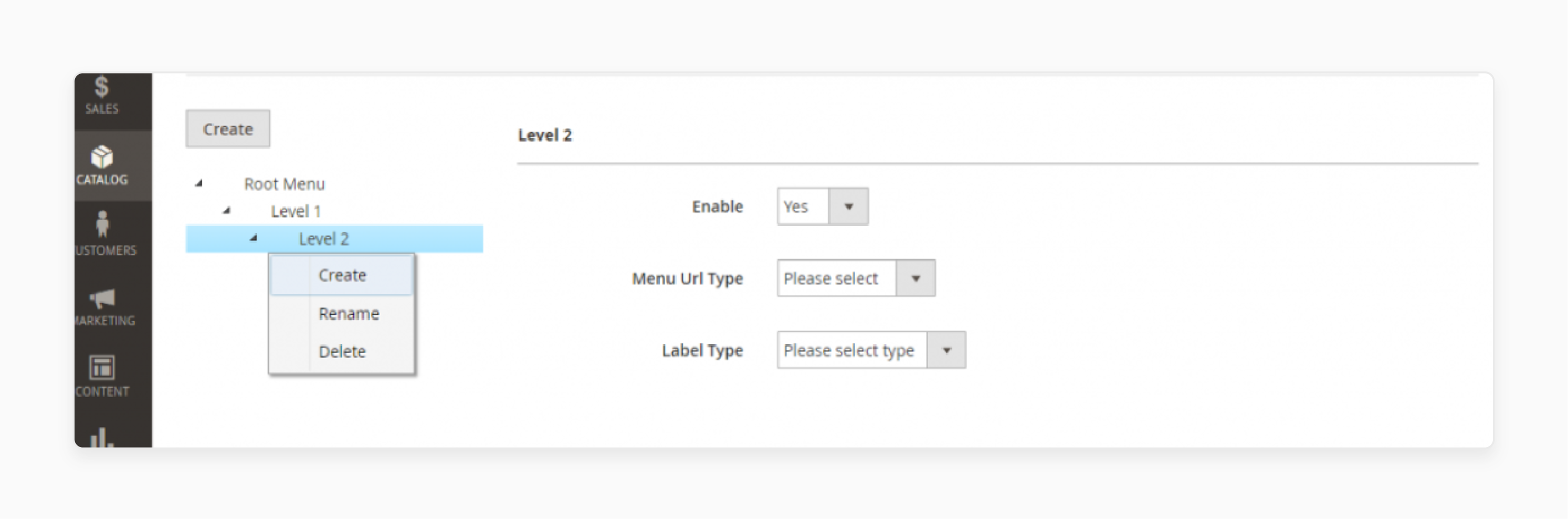 Right-click to add, edit, or delete menu items in Magento 2 Mega Menu