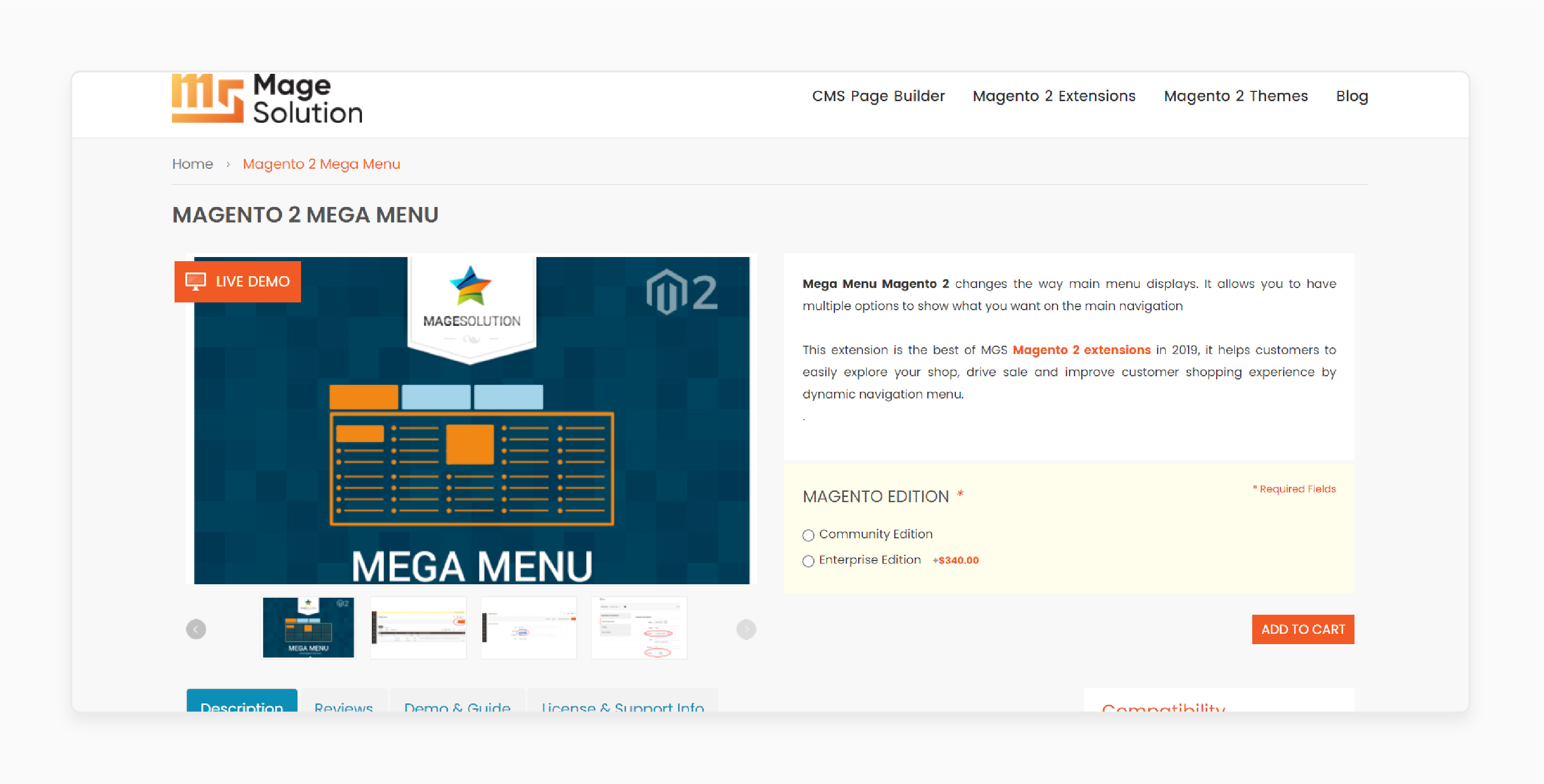 Mega menu for Magento 2 extension by Magesolution with dynamic navigation