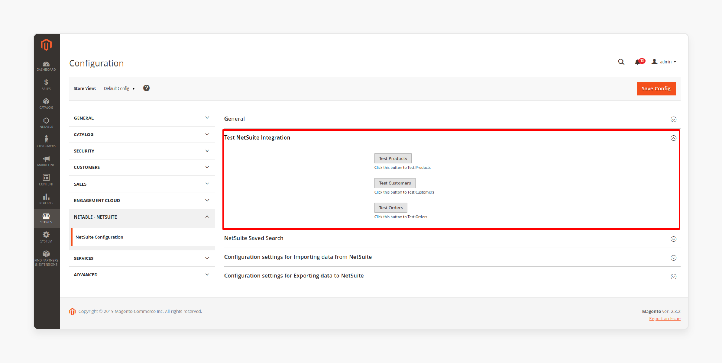 Testing Connection of Netsuite Magento Integration