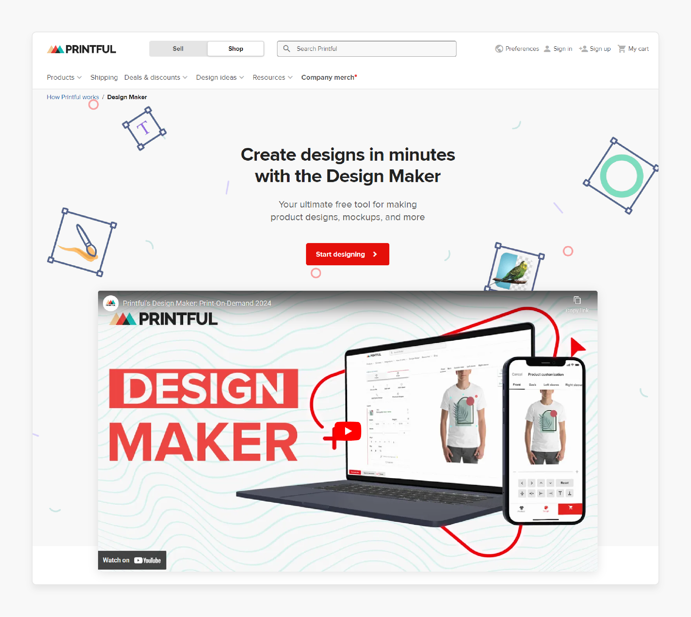 Printful Design Maker interface for easy product creation on Magento 2