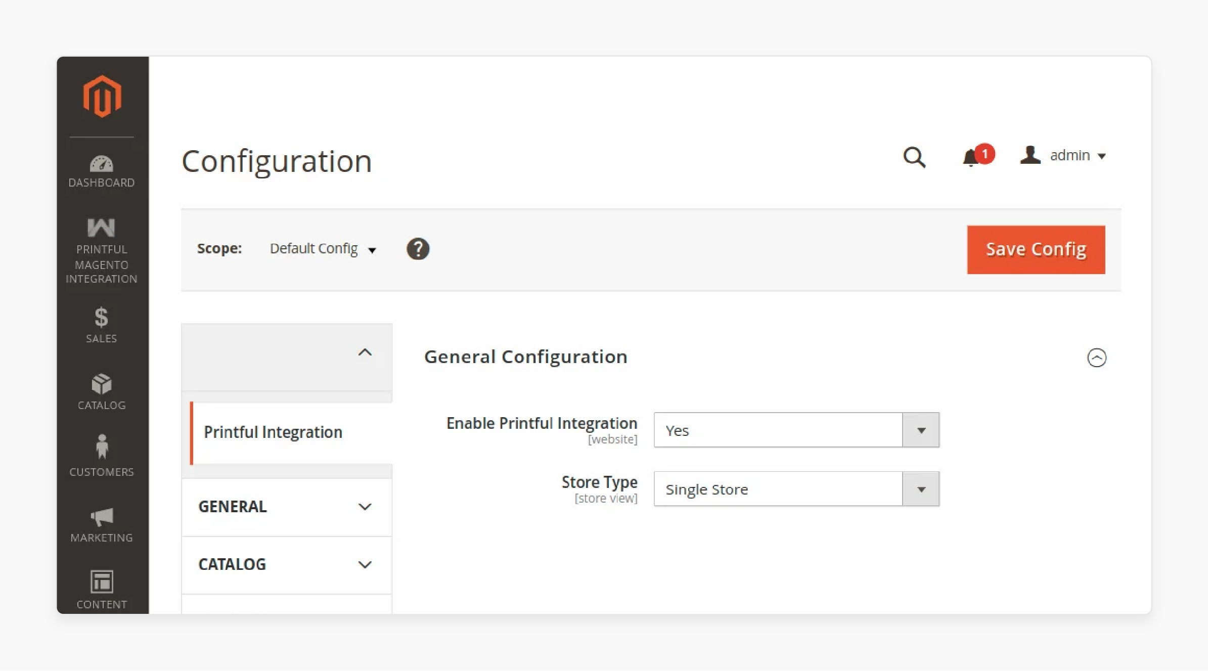 Configuring Magento 2 Printful integration settings