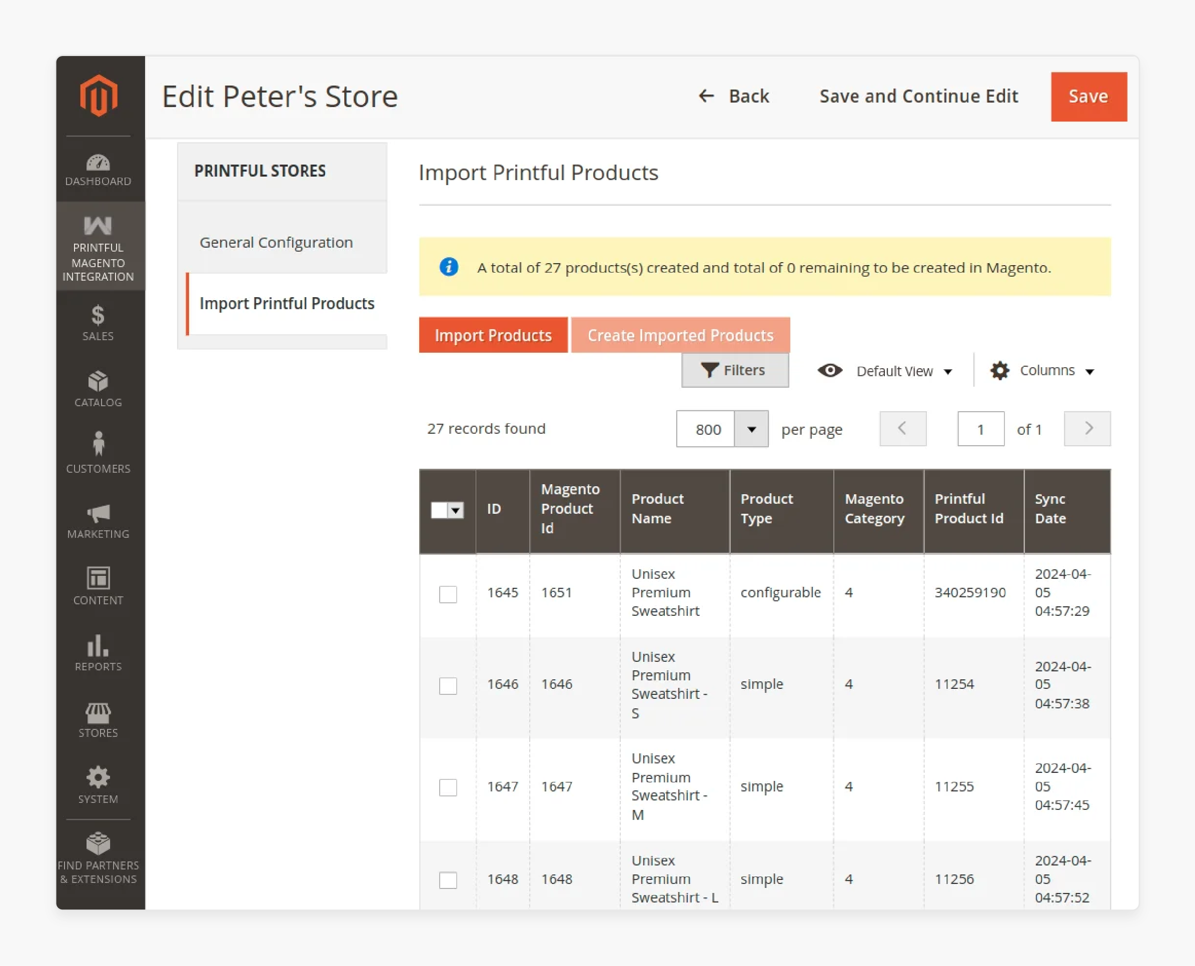 Importing and creating Printful products in Magento 2