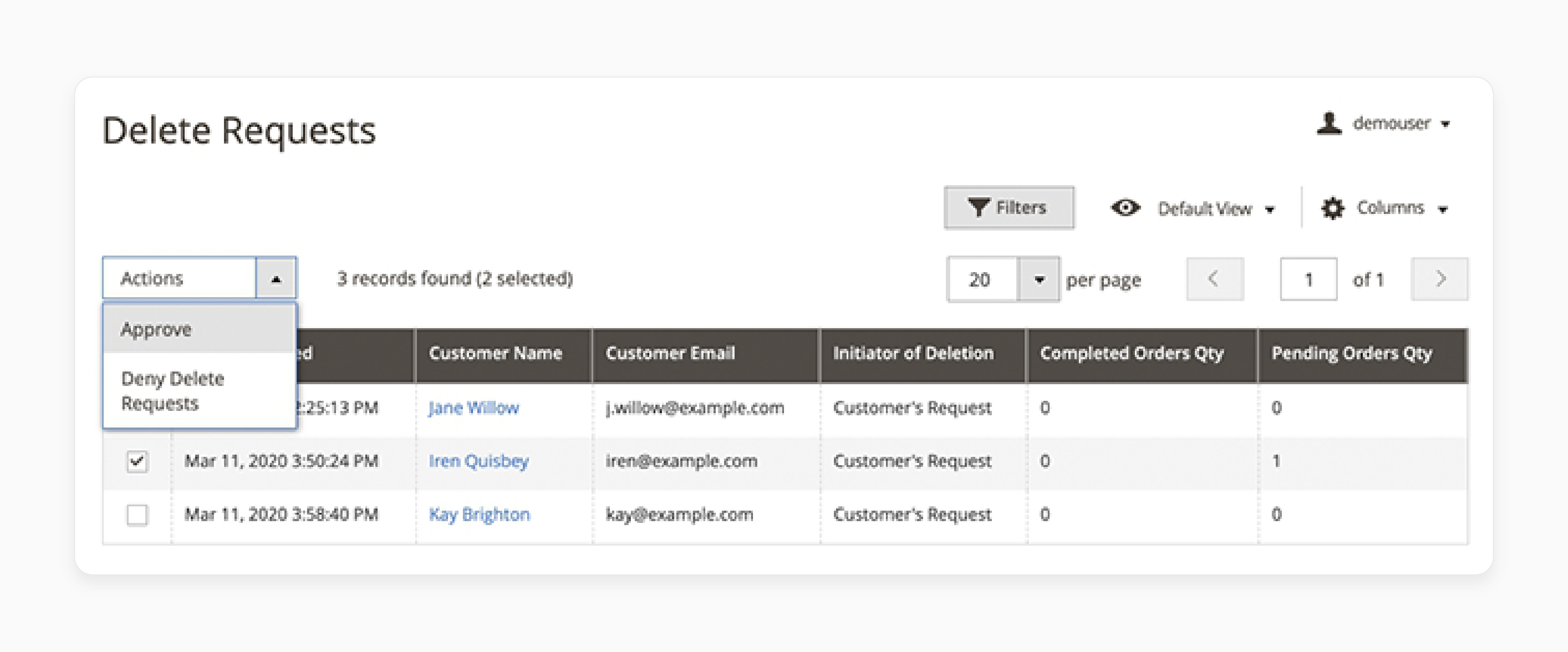 Personal data deletion settings in Magento 2