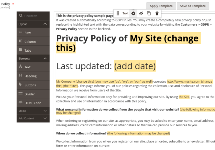 Privacy policy user Guide in Magento US privacy laws extension