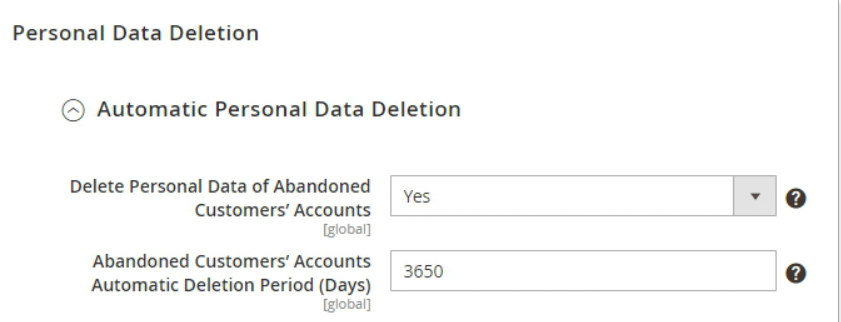 Configure automatic personal data deletion settings in Magento US privacy laws extension