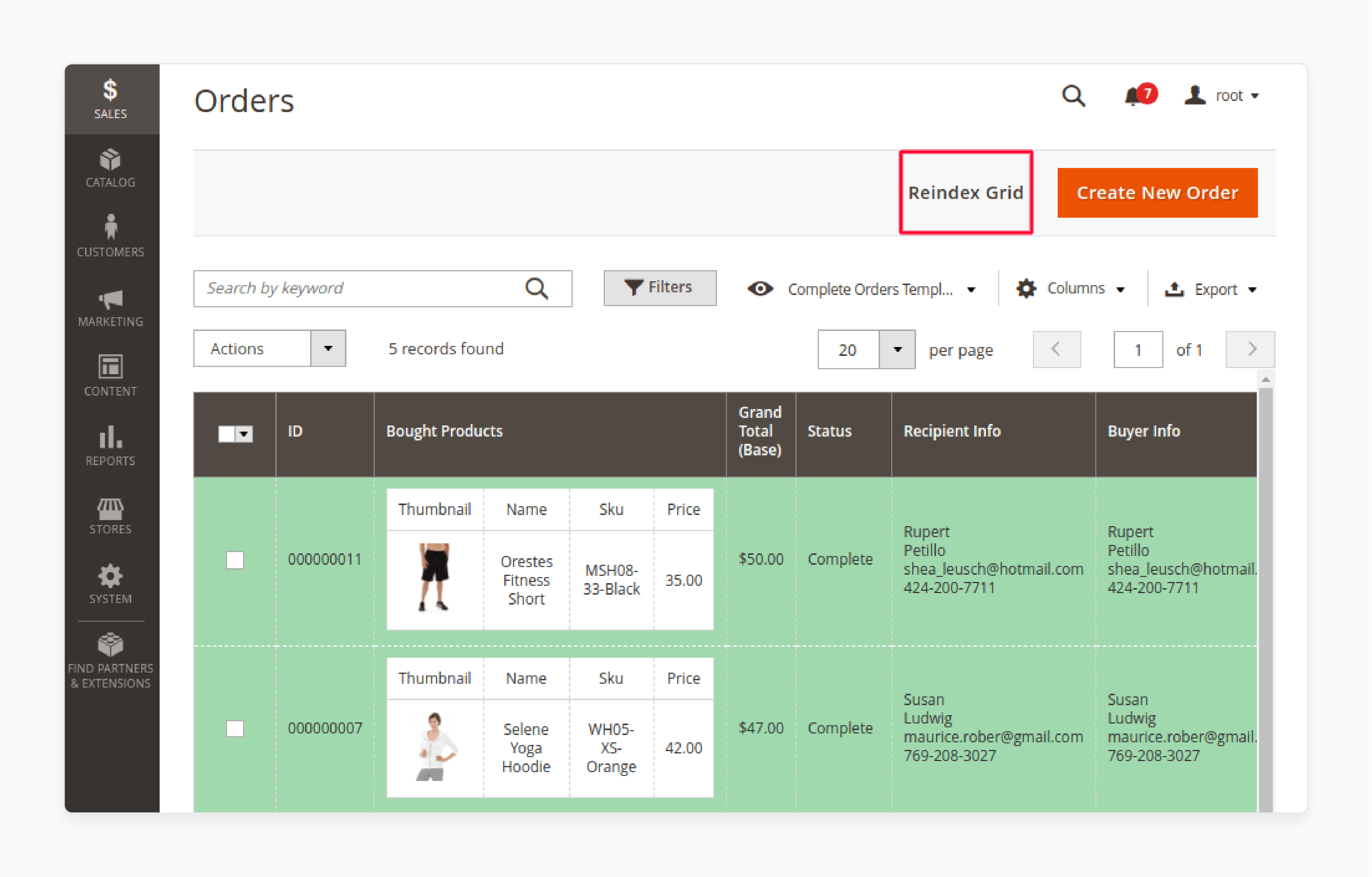 Reindex attributes in magento 2 order grid extension