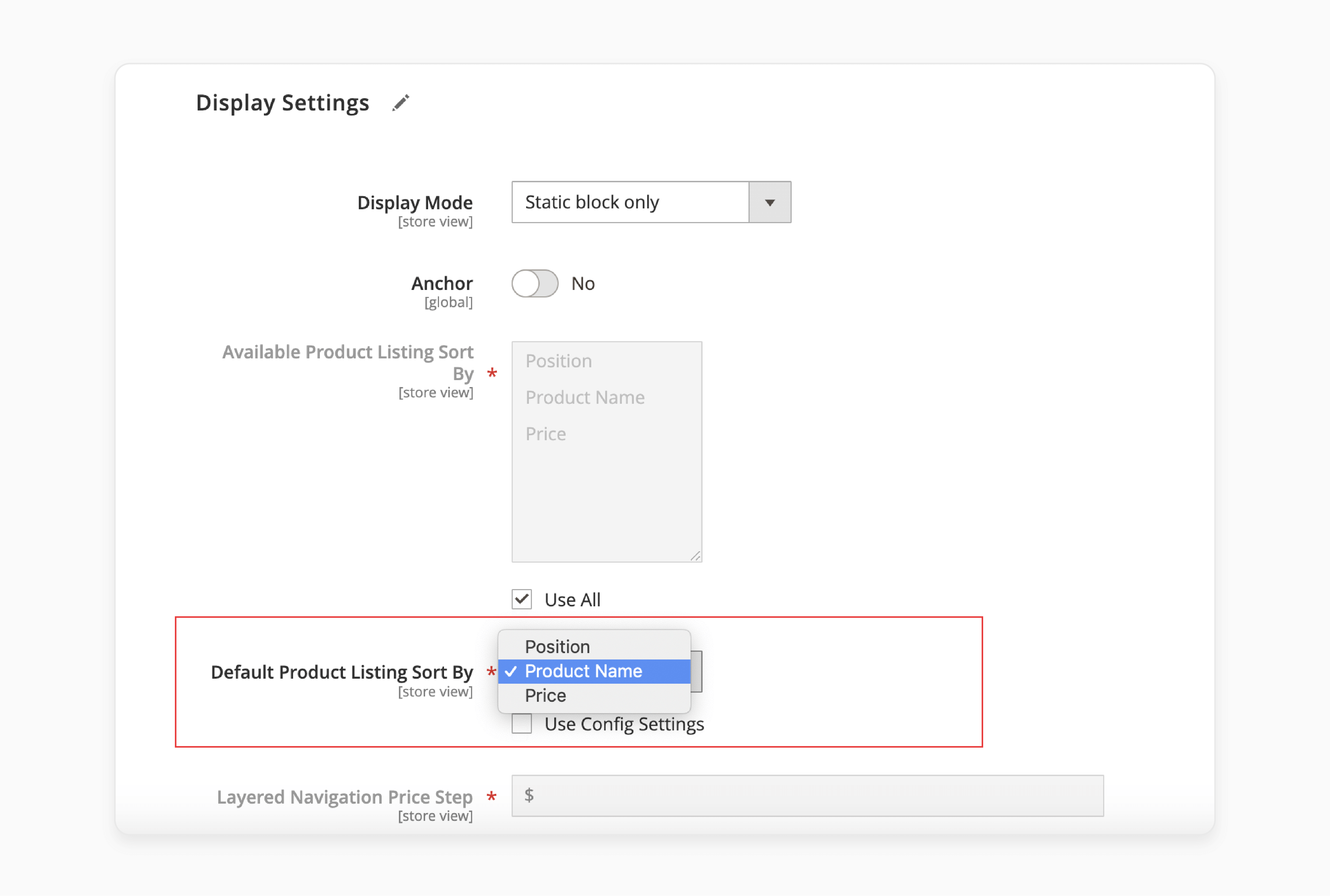 Magento 2 category sort order product listing configuration