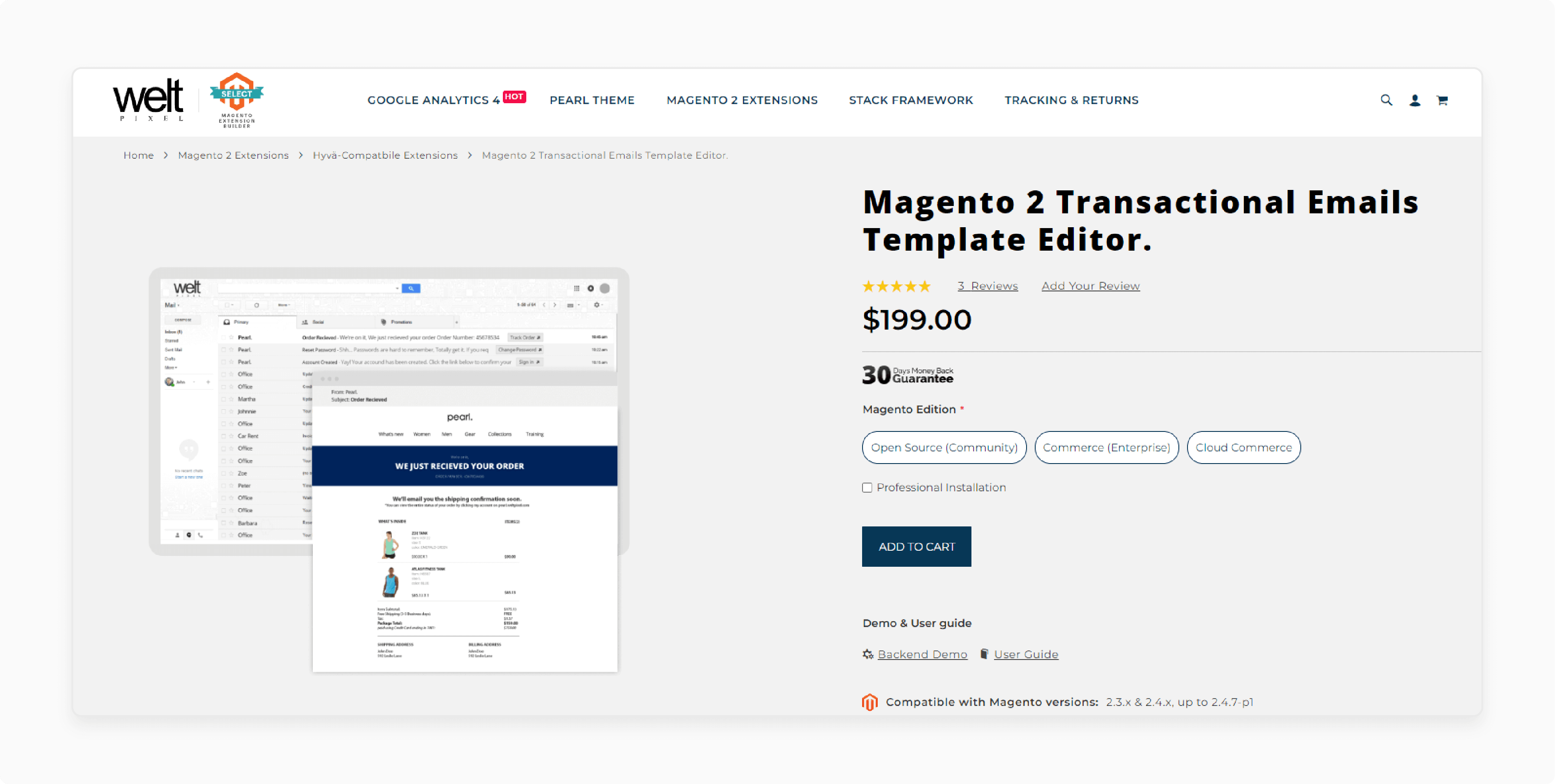 Magento 2 Transactional Emails Template Editor Extension by WeltPixel with Gmail markup and dynamic product recommendations