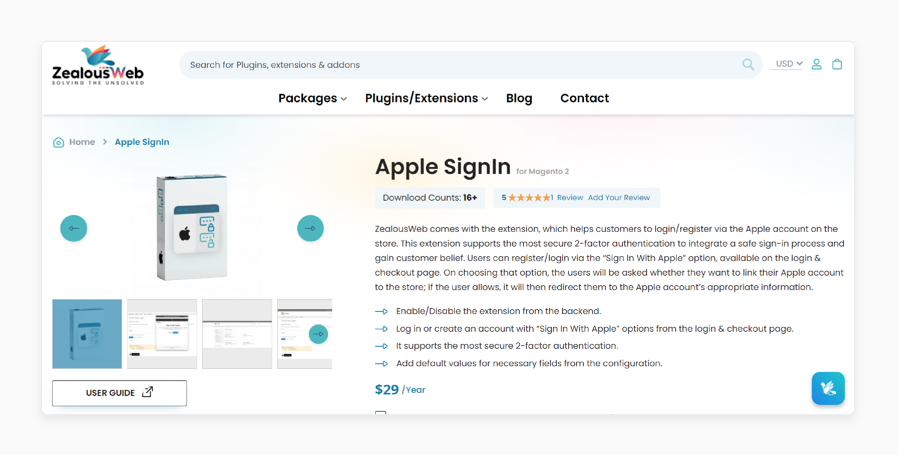 ZealousWeb Apple SignIn extension for Magento 2 showcasing secure login options