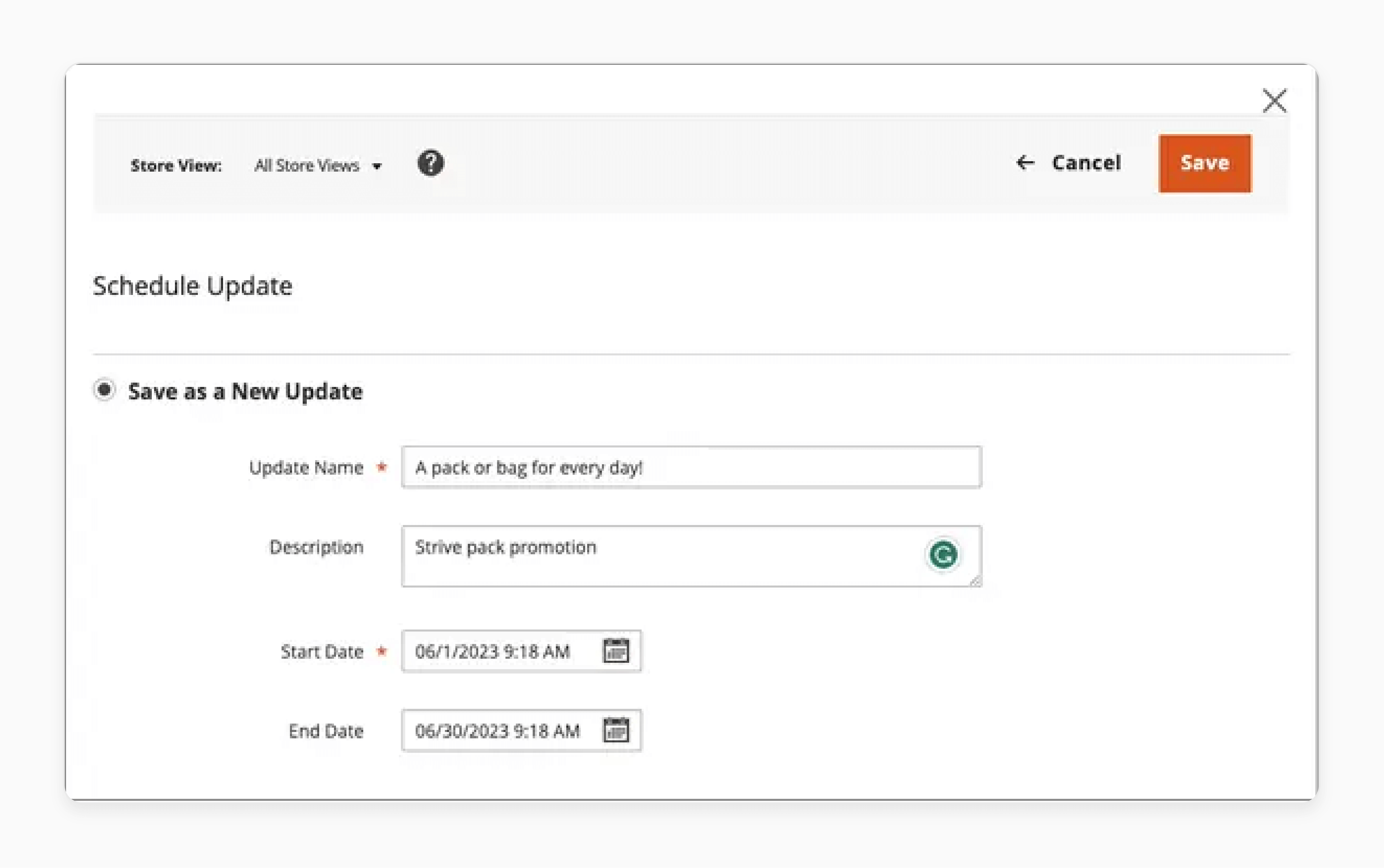 Magento Content Staging managing scheduled modifications