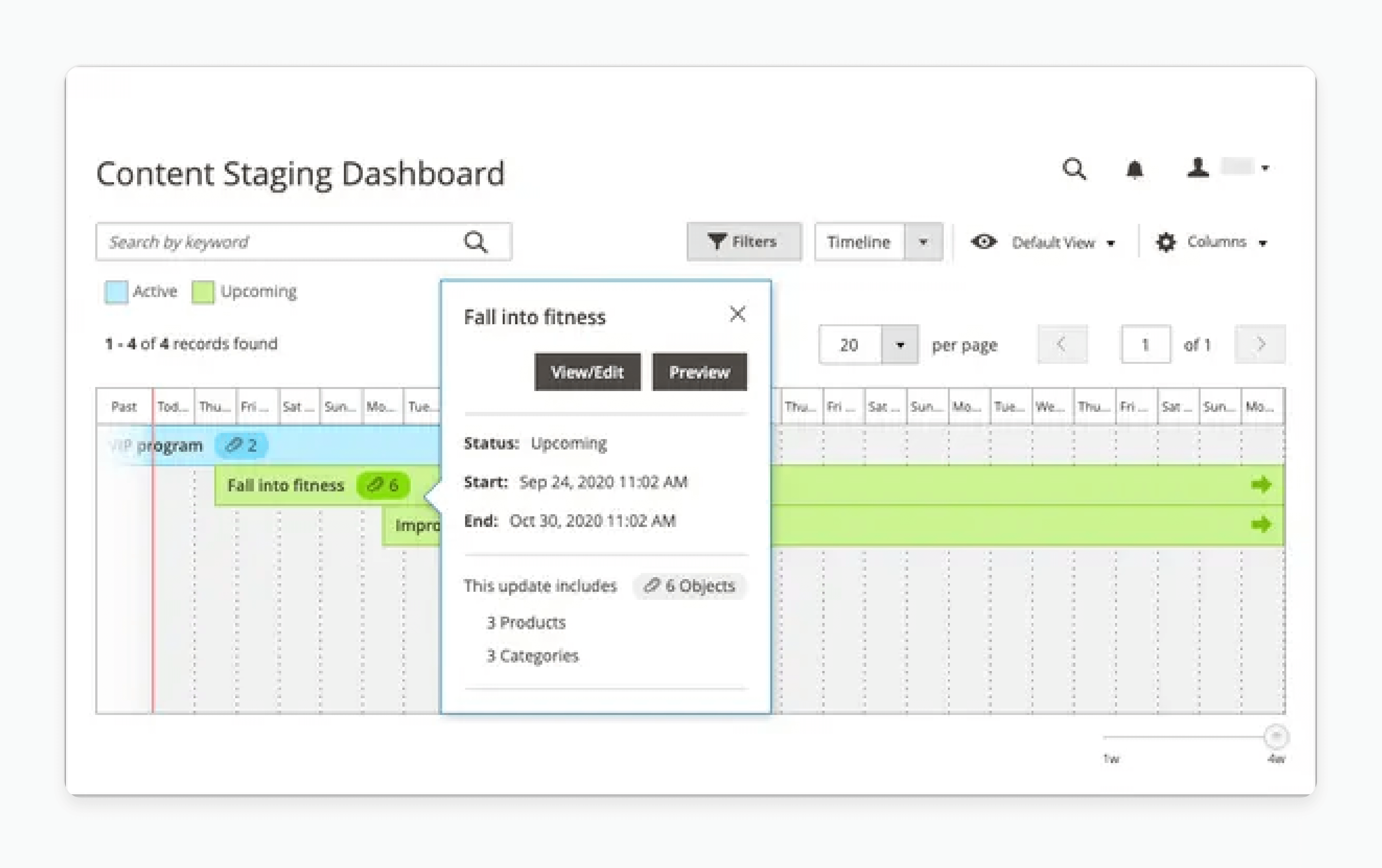 Magento Content Staging tracking active and scheduled campaigns