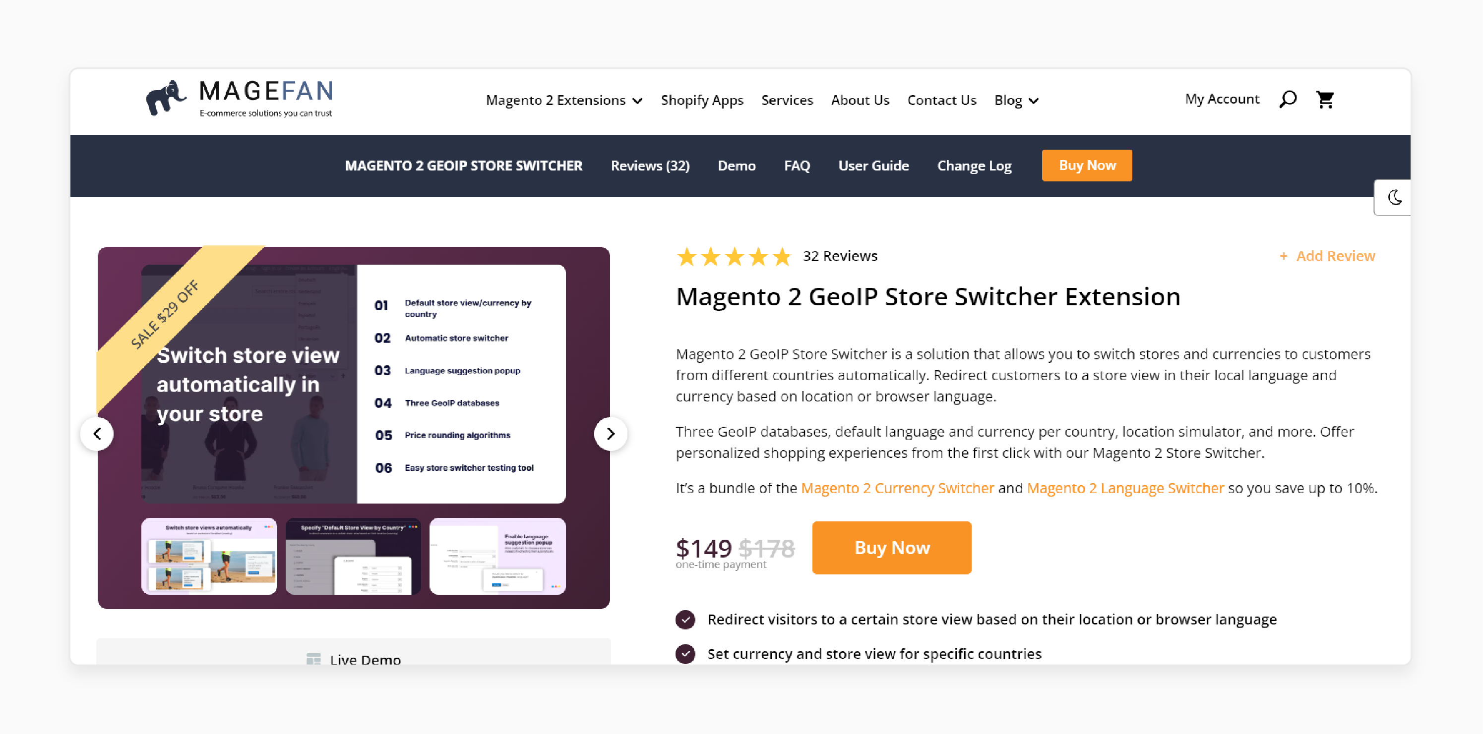 GeoIP Switcher by Magefan for Magento translation