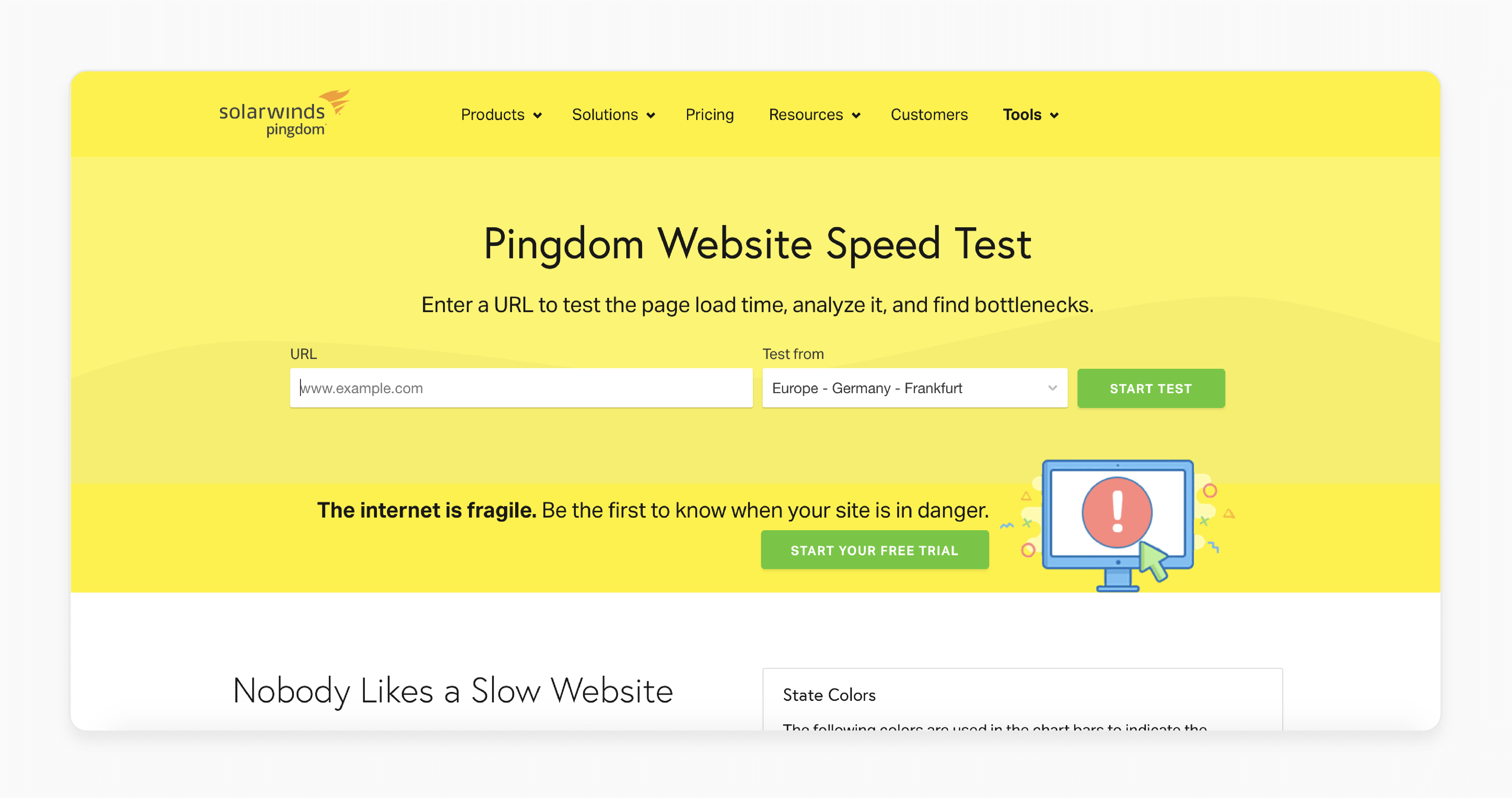 Pingdom tool conducting Magento 2 speed test with performance metrics
