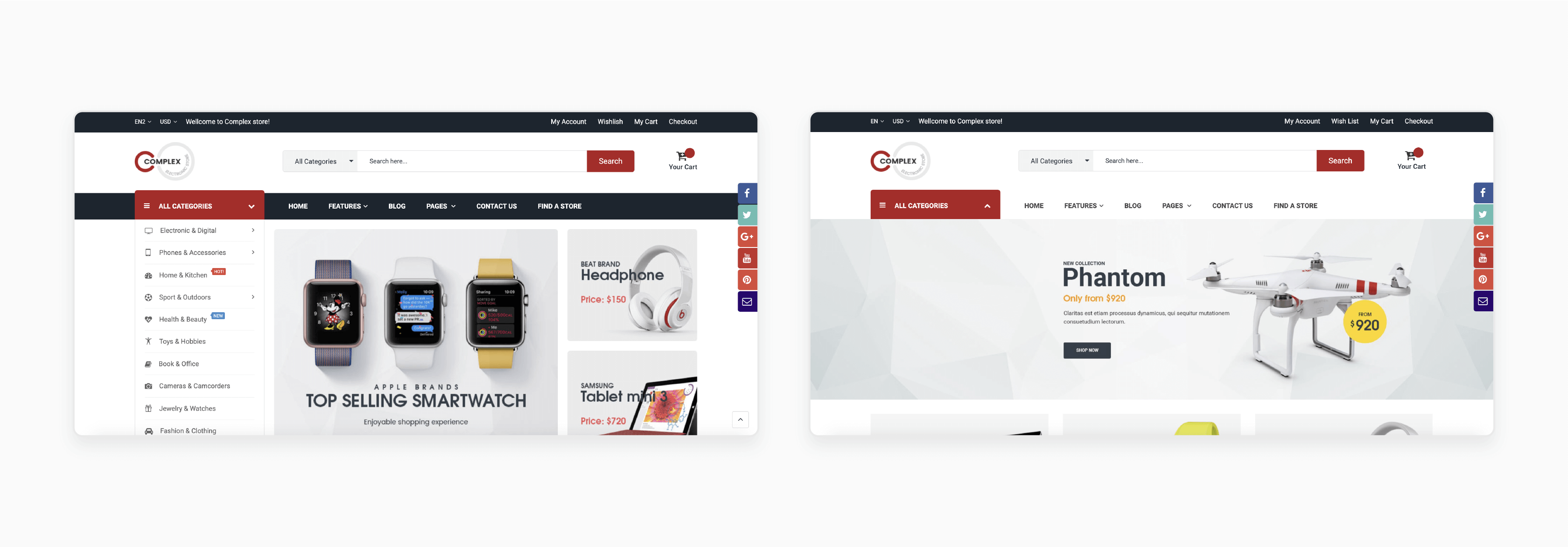 Complex responsive Magento 2 theme with minimalist design for tech products