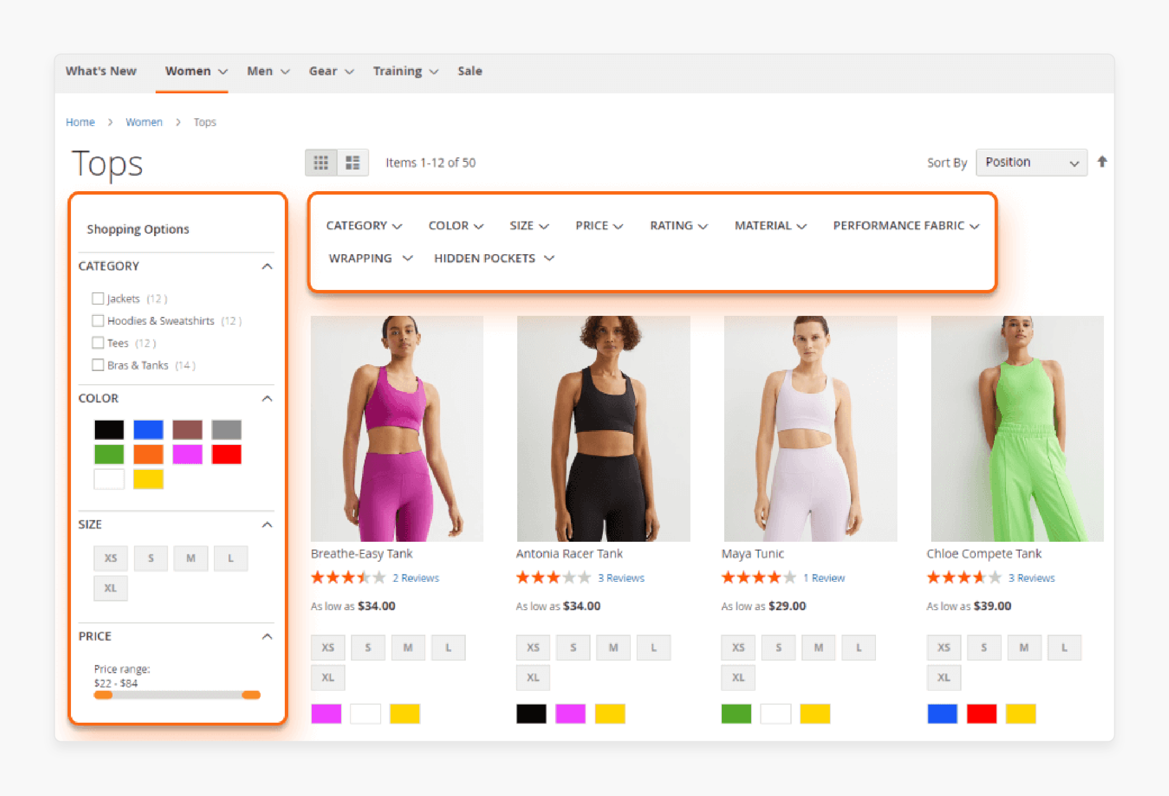 intelligent filtered search options enhancing shopper experience on a Magento store