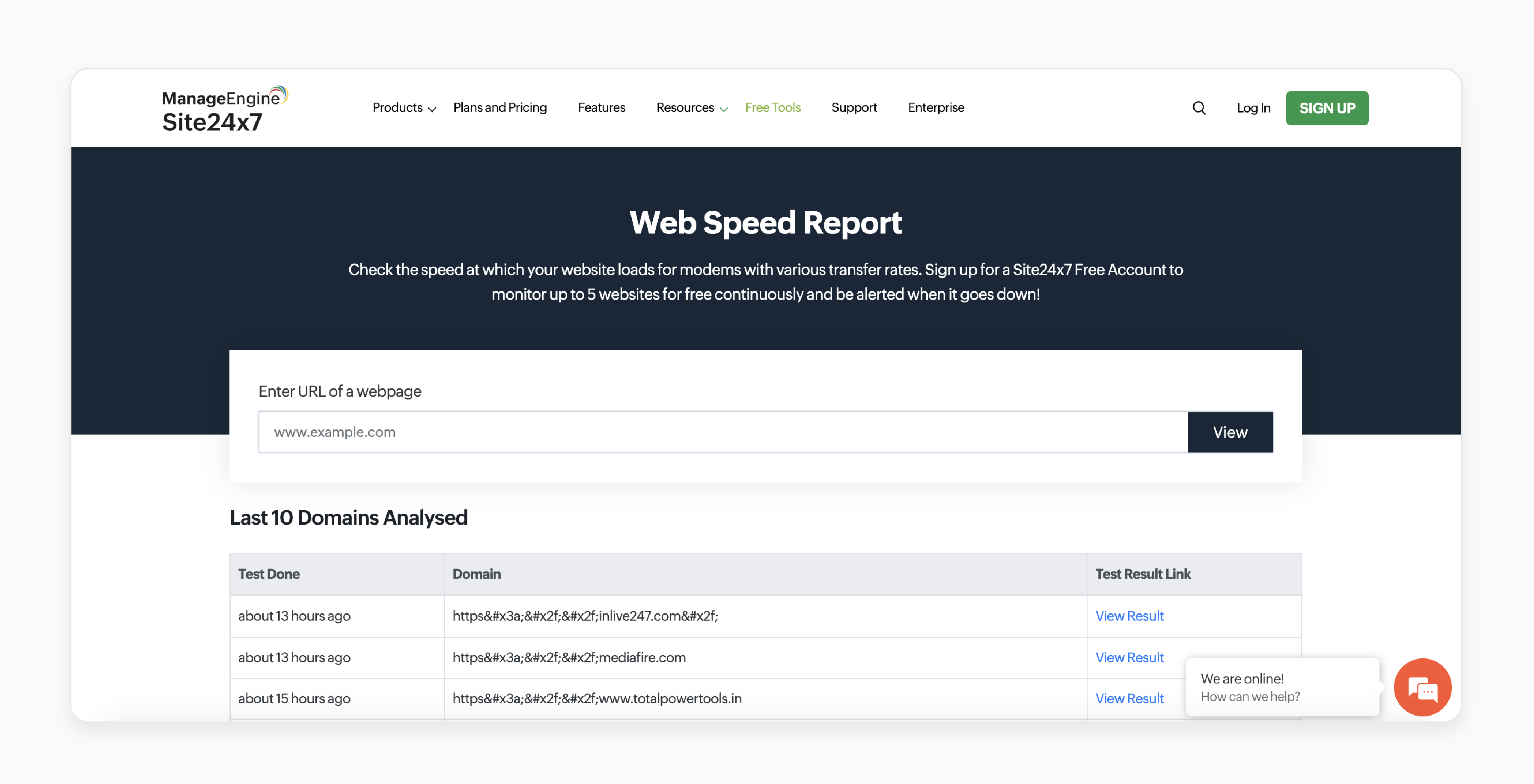 Site 24x7 tool monitoring and improving Magento 2 website speed