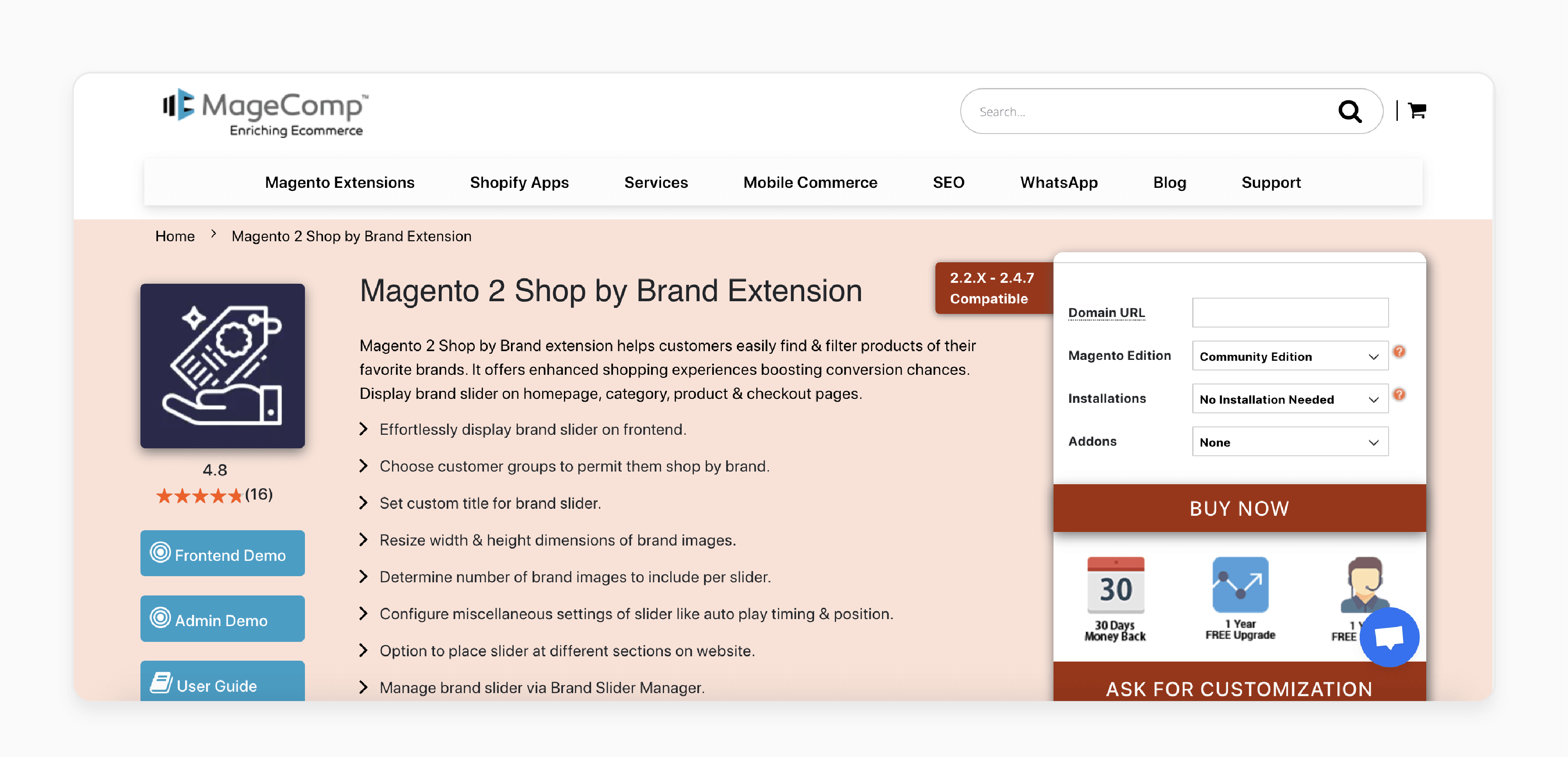 Magento 2 Shop by Brand Extension by MageComp - Best Extensions Overview