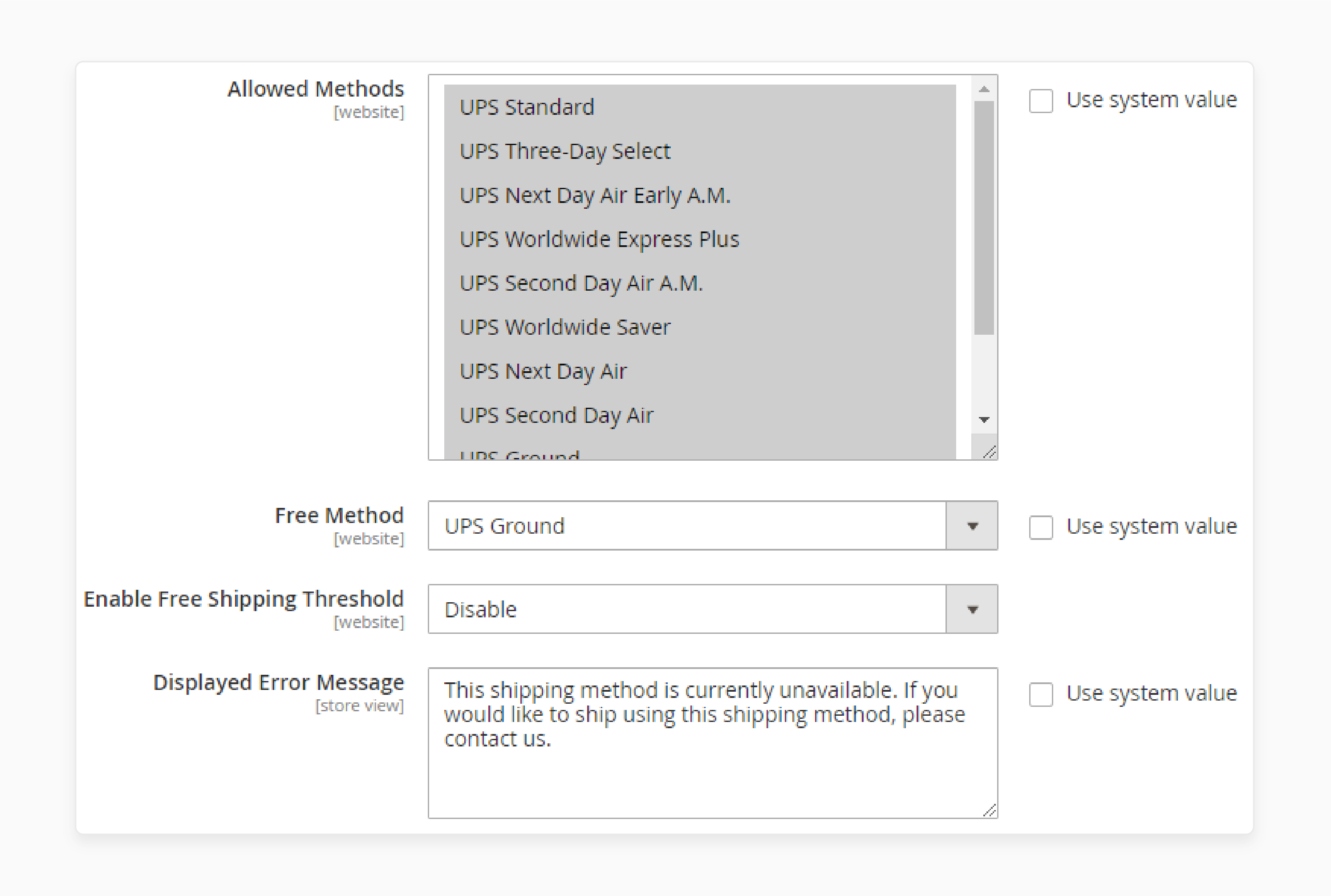 Review and save shipping carrier configuration to fix method updating issues