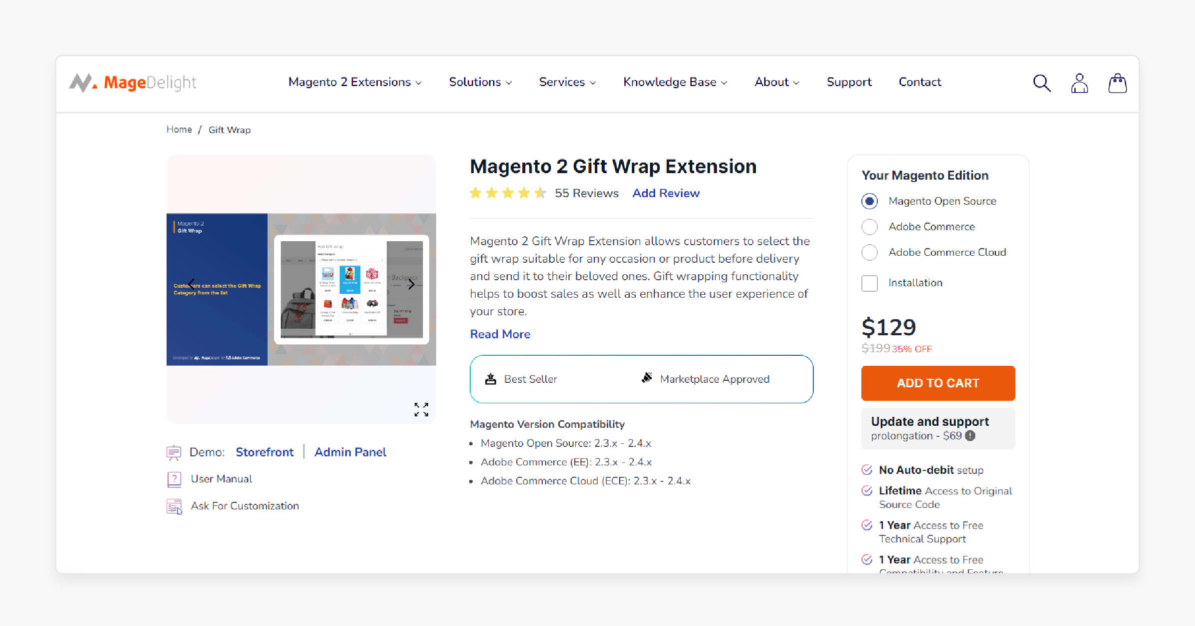 Magento 2 Gift Wrap Extension by MageDelight