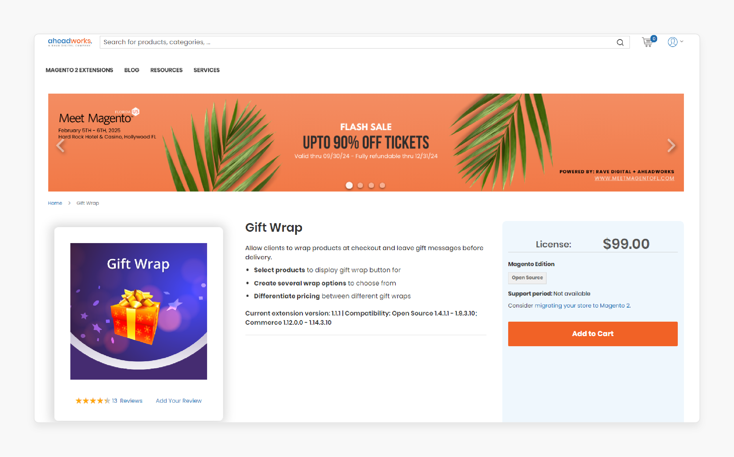 AheadWorks Gift Wrap for Magento 2