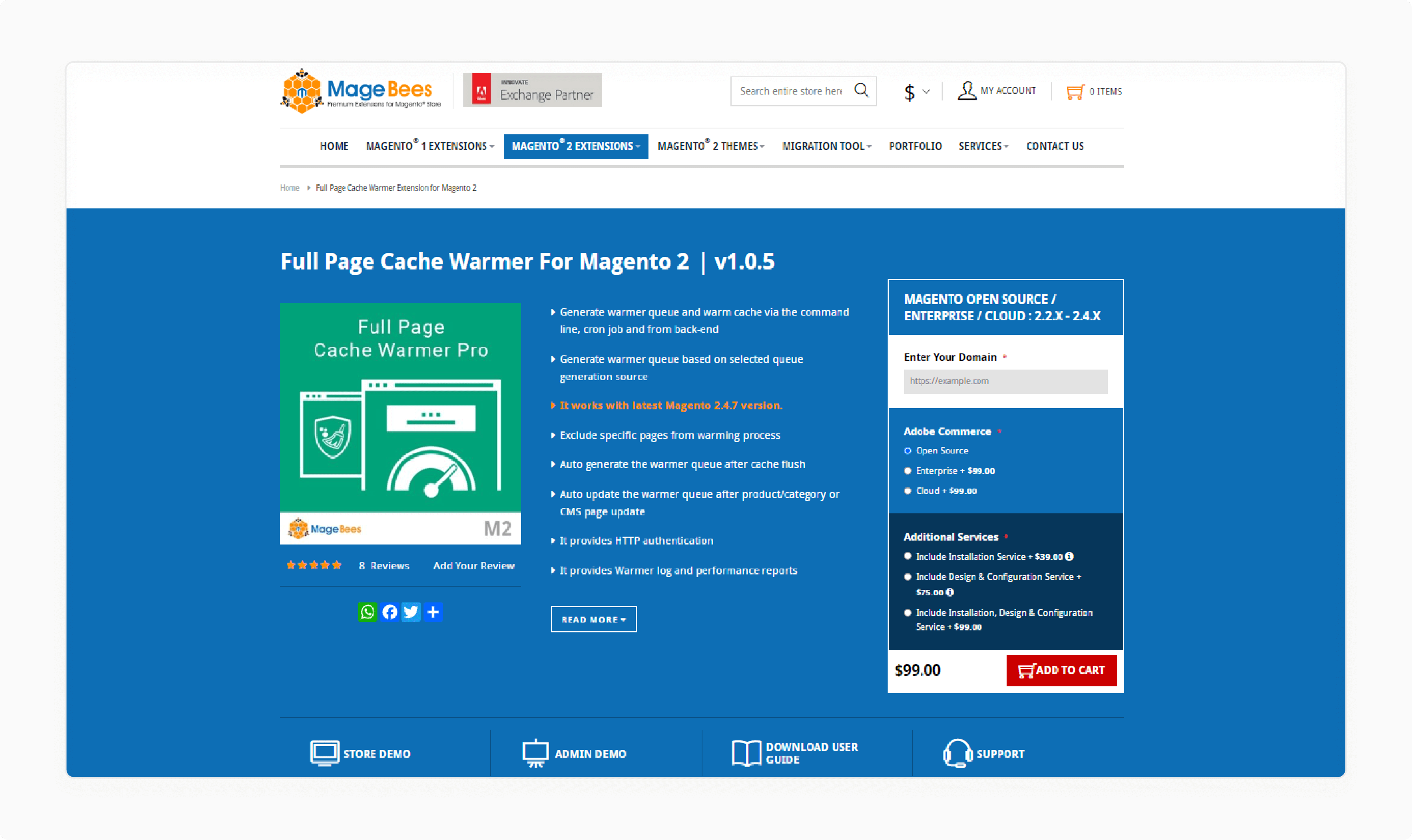 MageBees Magento 2 full page cache warmer extension for improved page load performance