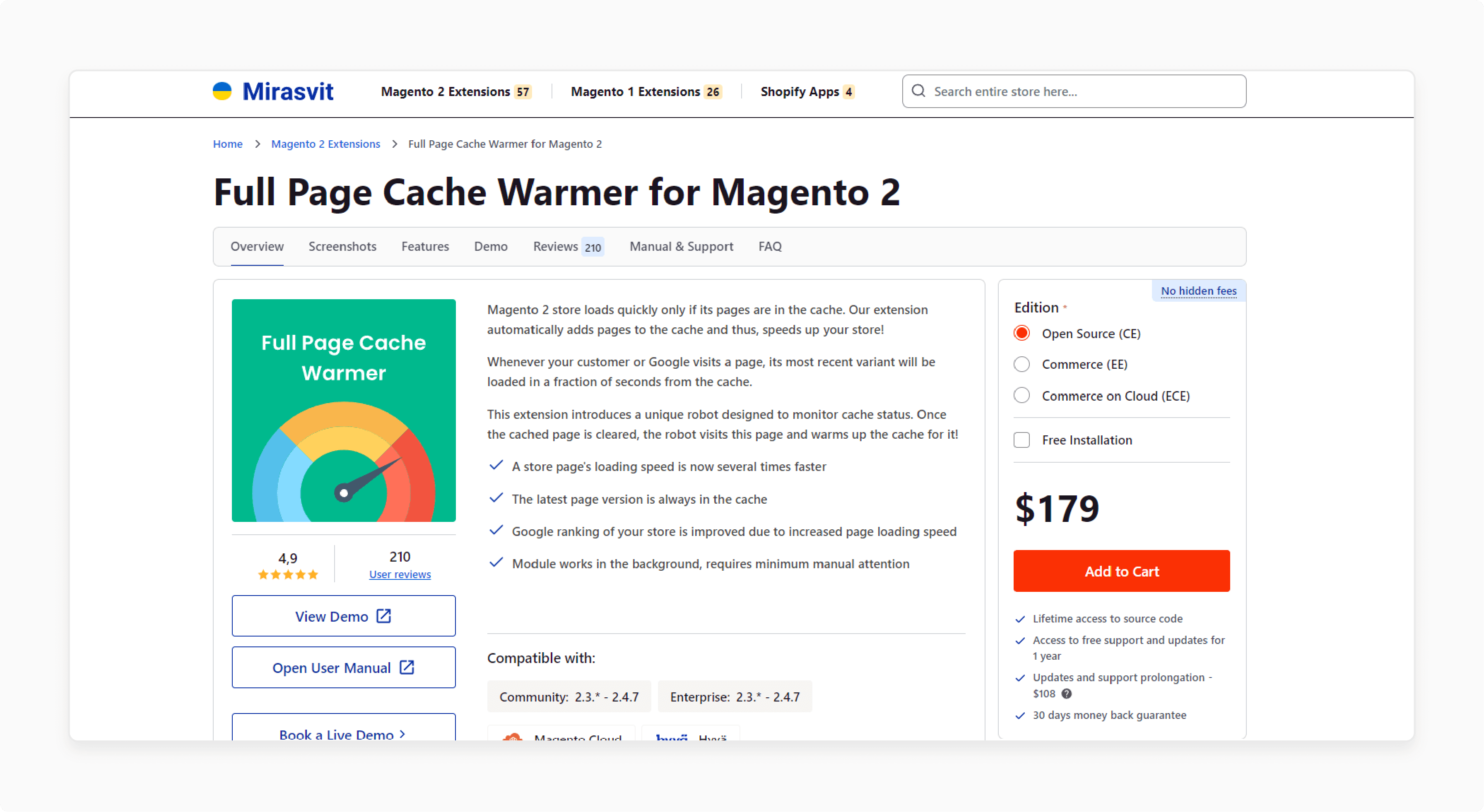 irasvit Magento 2 full page cache warmer extension improving page load speed