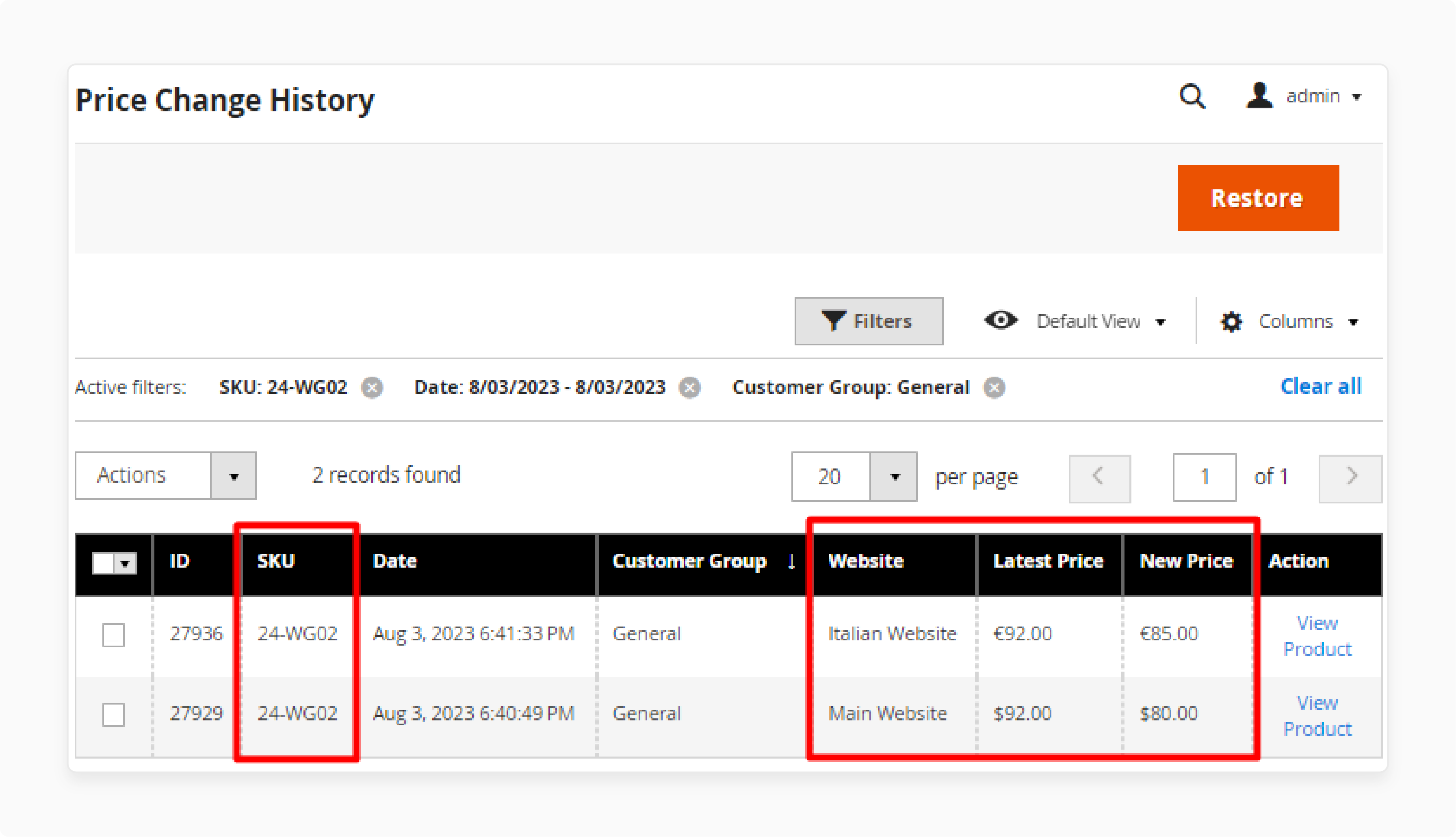 View changes in the grid of Magento 2 omnibus extension