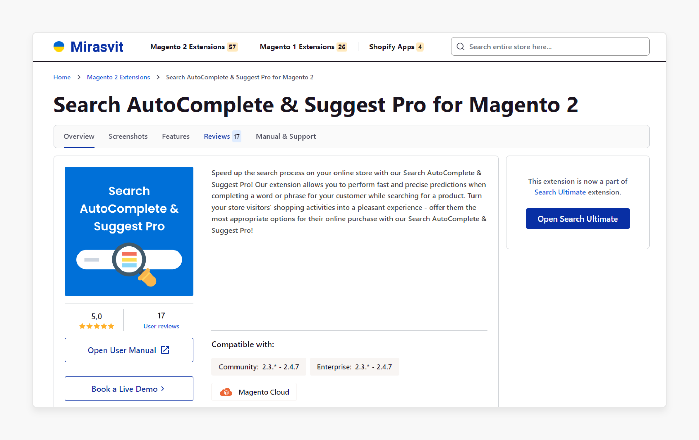 Mirasvit Magento 2 Search Autocomplete