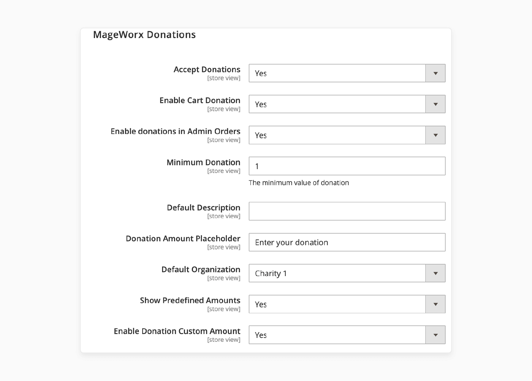 Configure the settings of Magento 2 donation extension