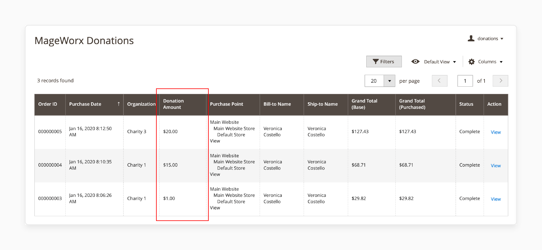 Donation Tracking in the Magento 2 donation extension