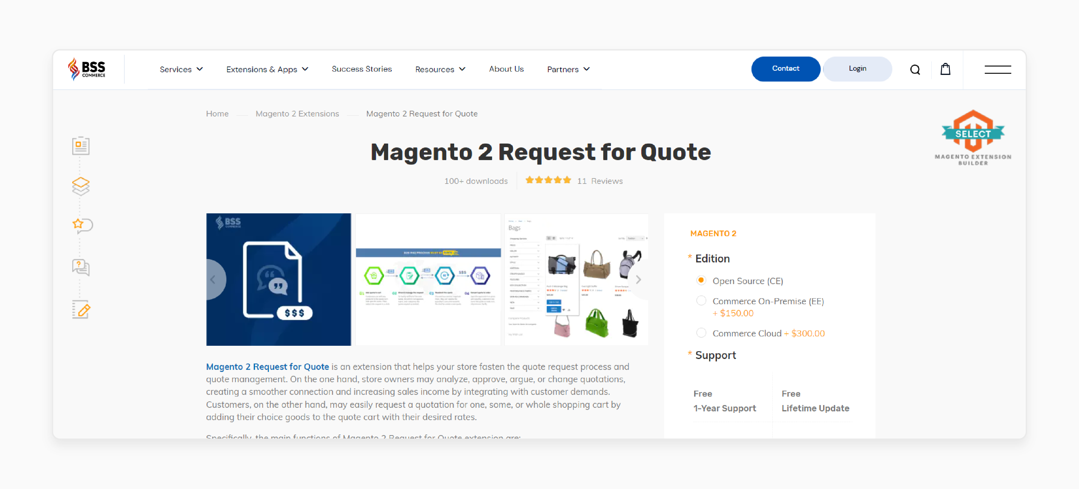 BSS Commerce Magento 2 Request for Quote Extension features displayed