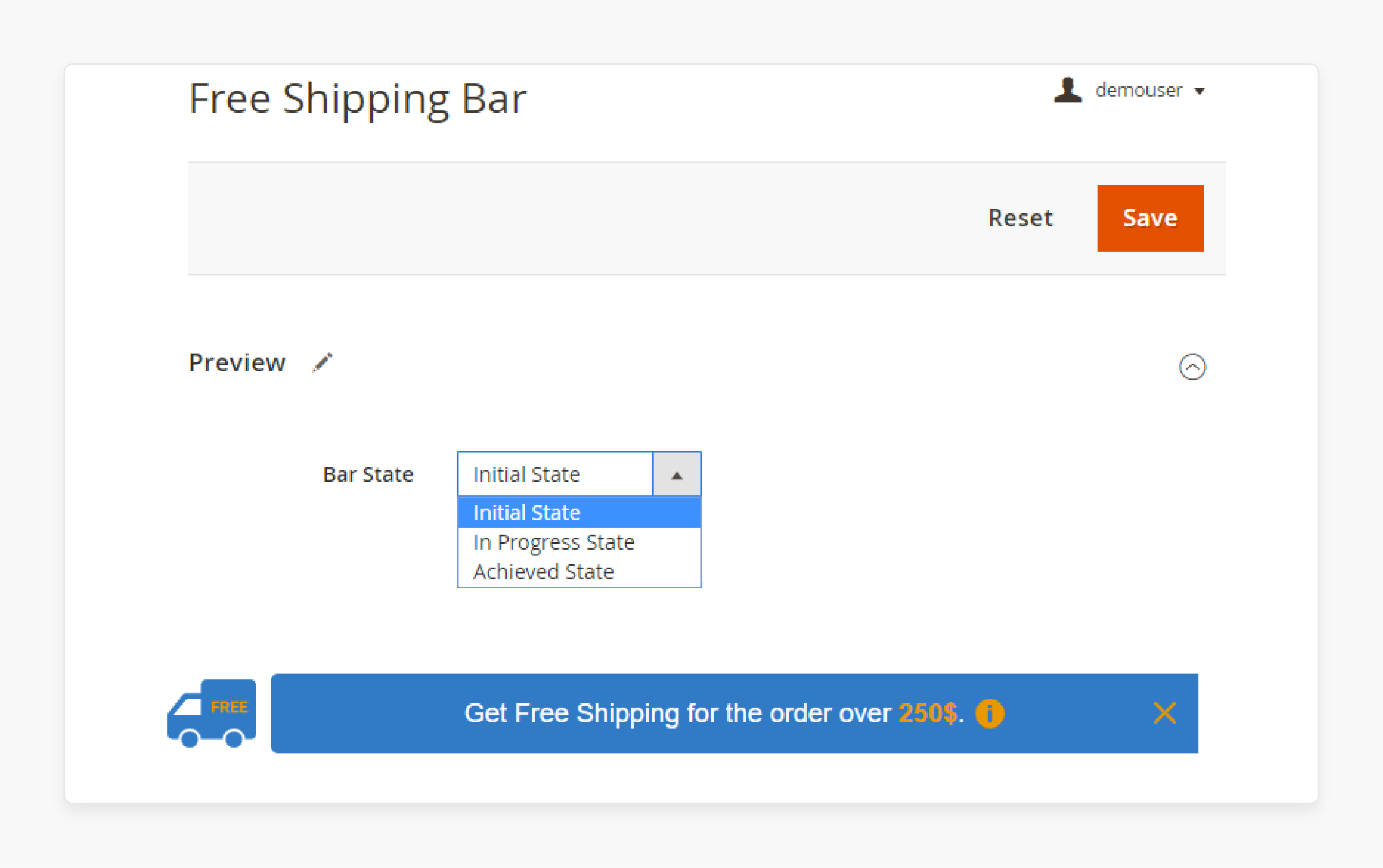 Adaptable design for Free Shipping Bar