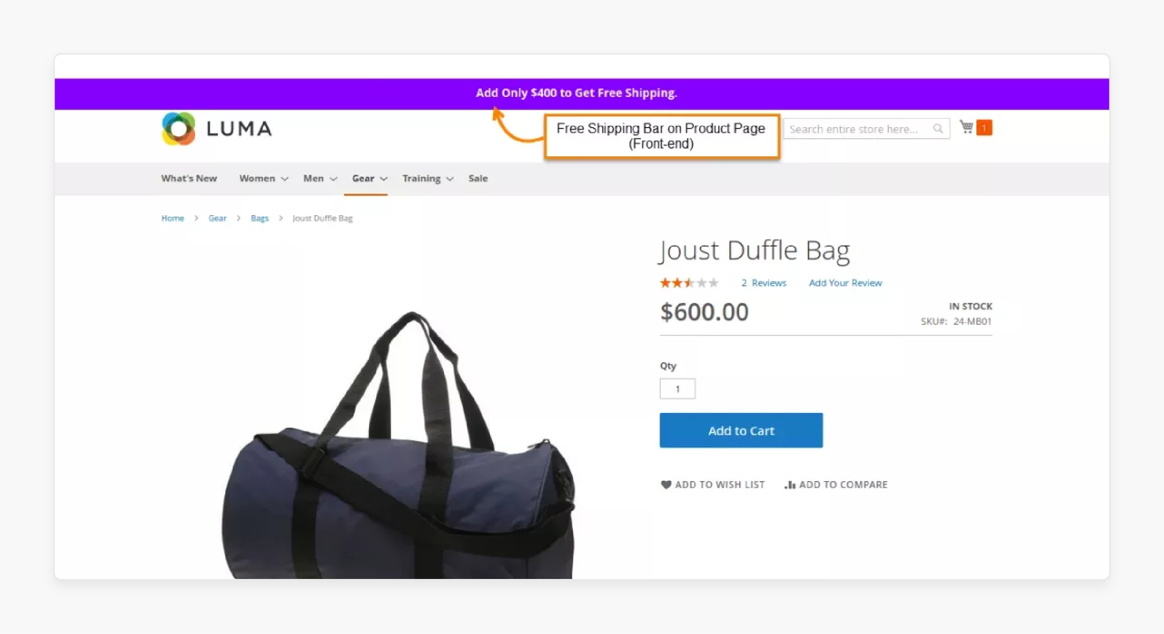 Free Shipping Bar increases cart value