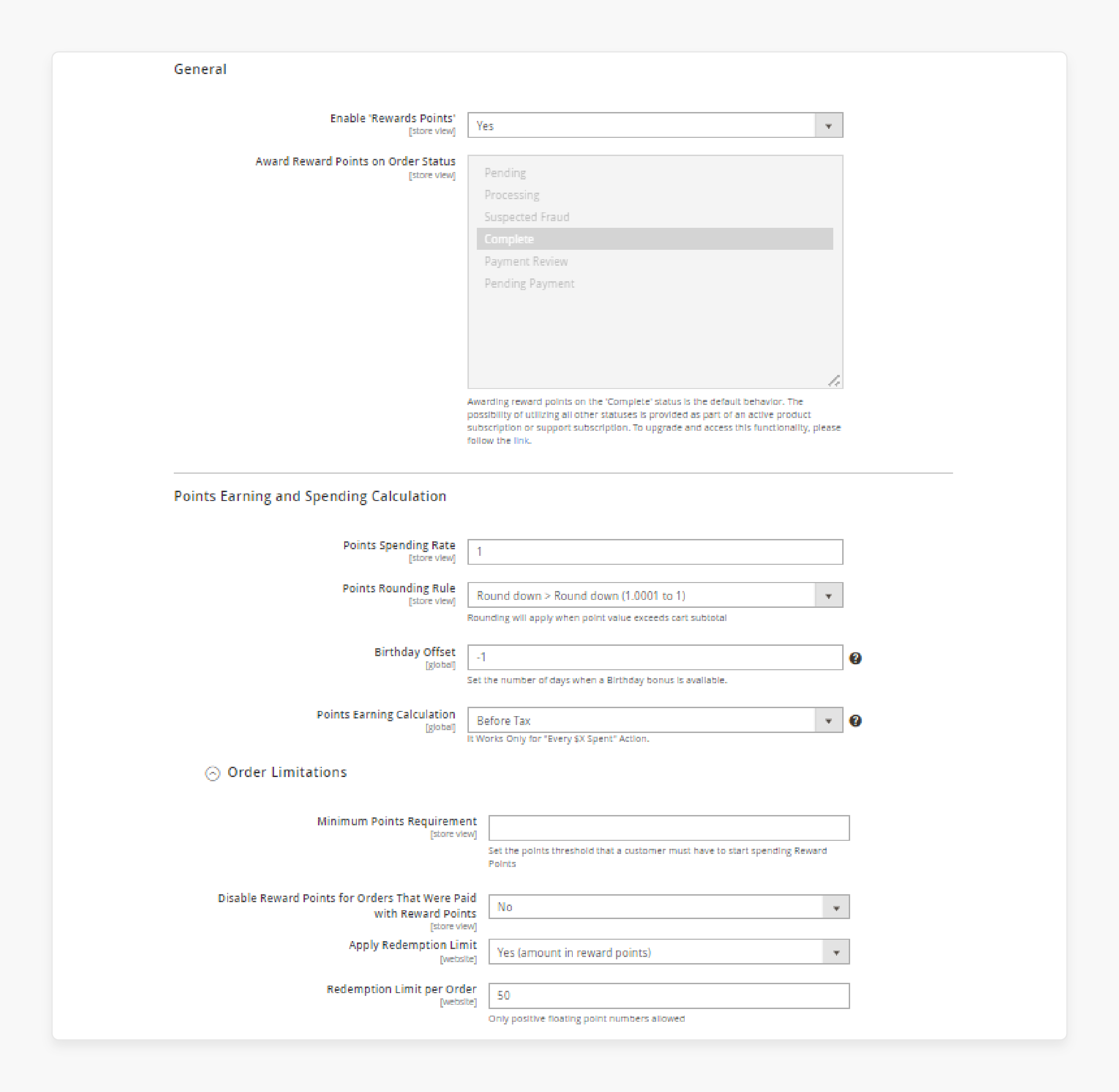 Configuring General Settings of the Magento Rewards Points Extension