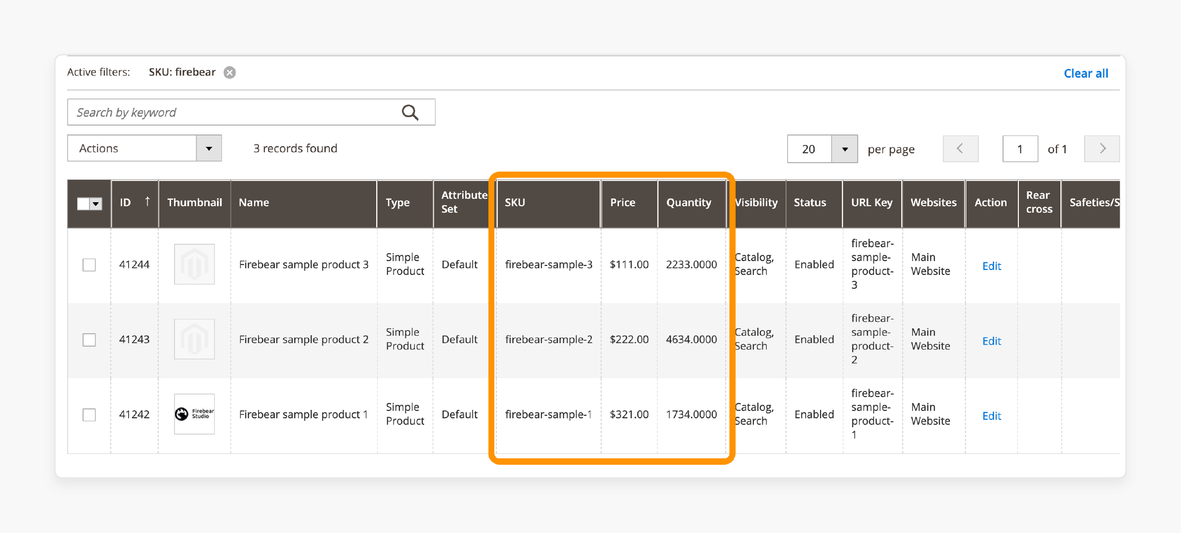 verifying bulk product updates in Magento 2 product catalog