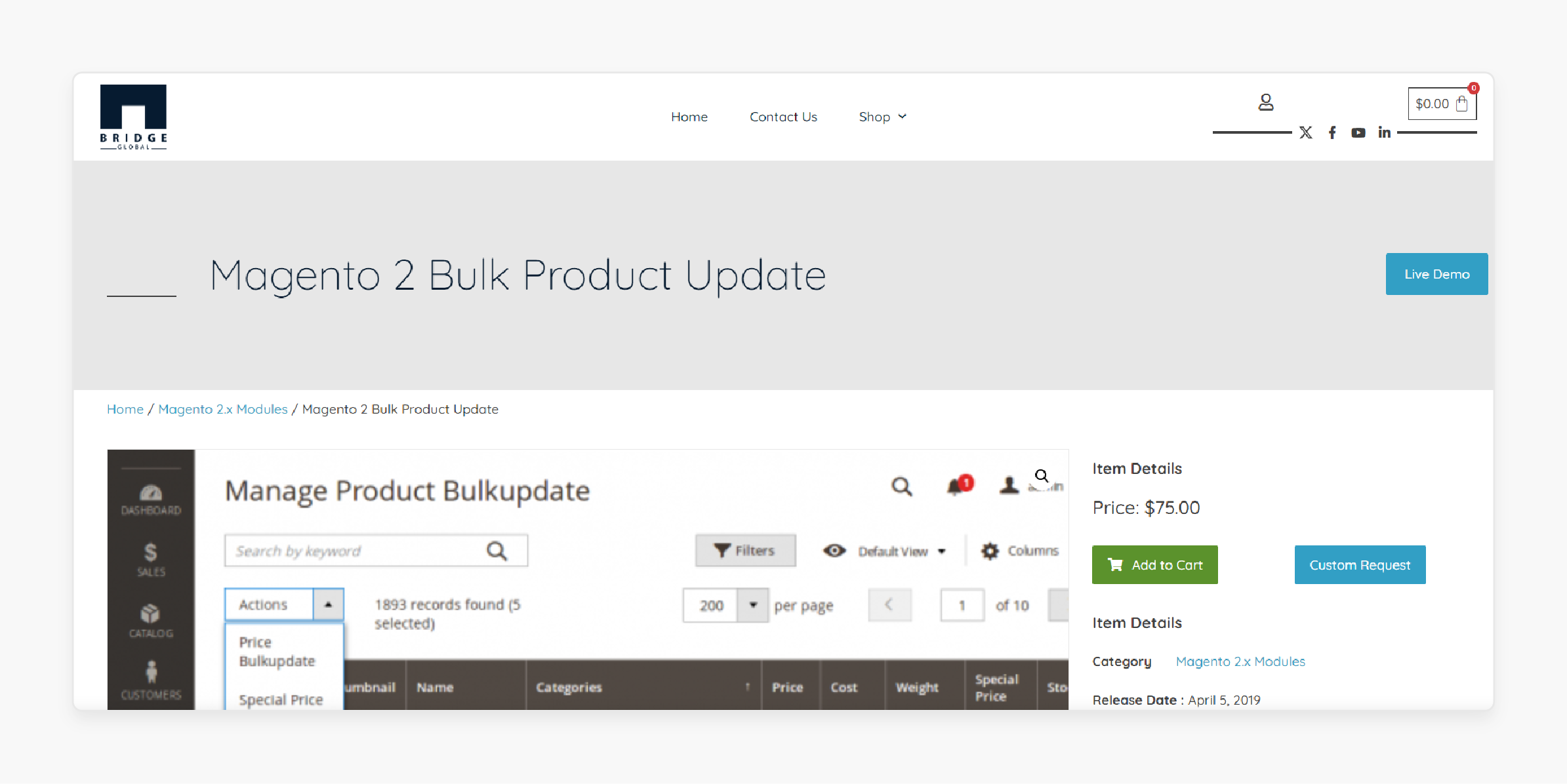 Magento 2 Bulk Product Update Module by Bridge Global