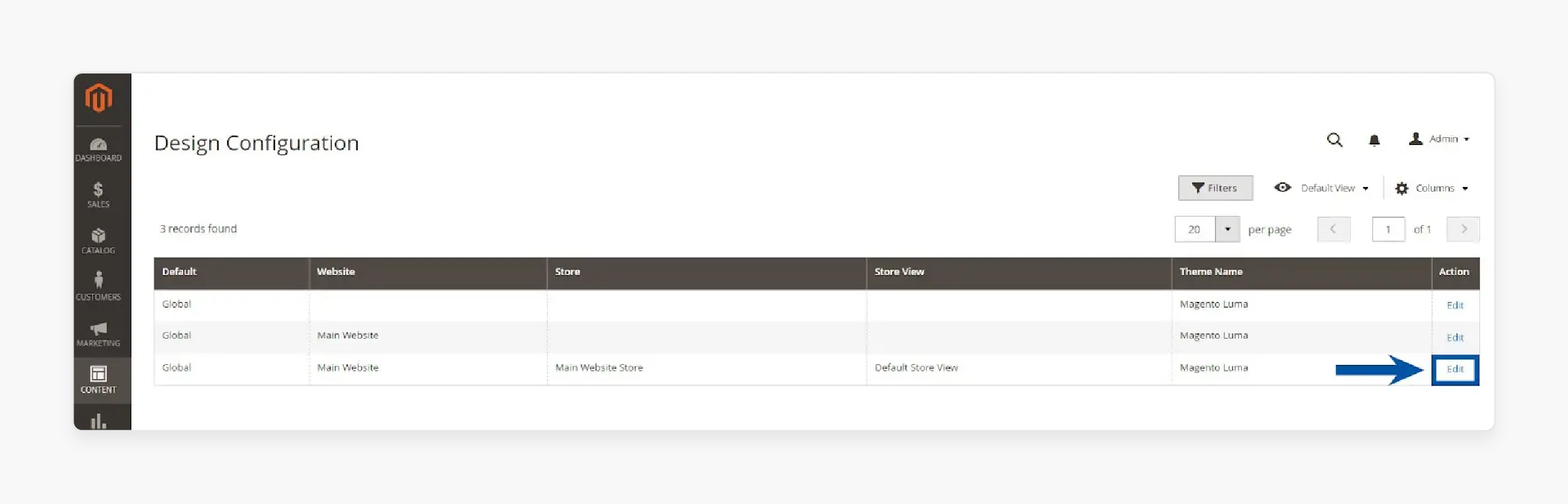 Navigating to Magento 2 Theme Configuration