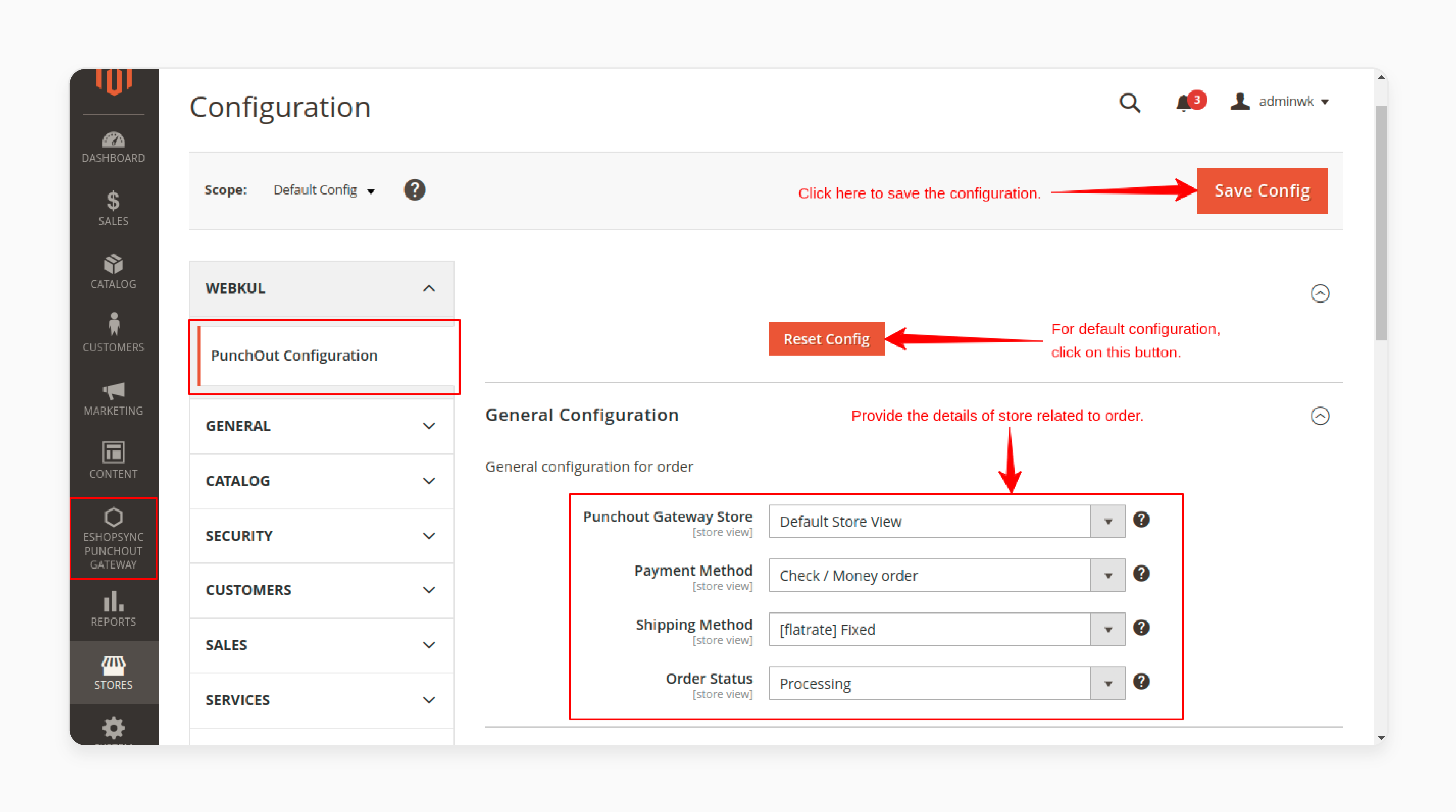 Configure general settings in Magento Punchout extension