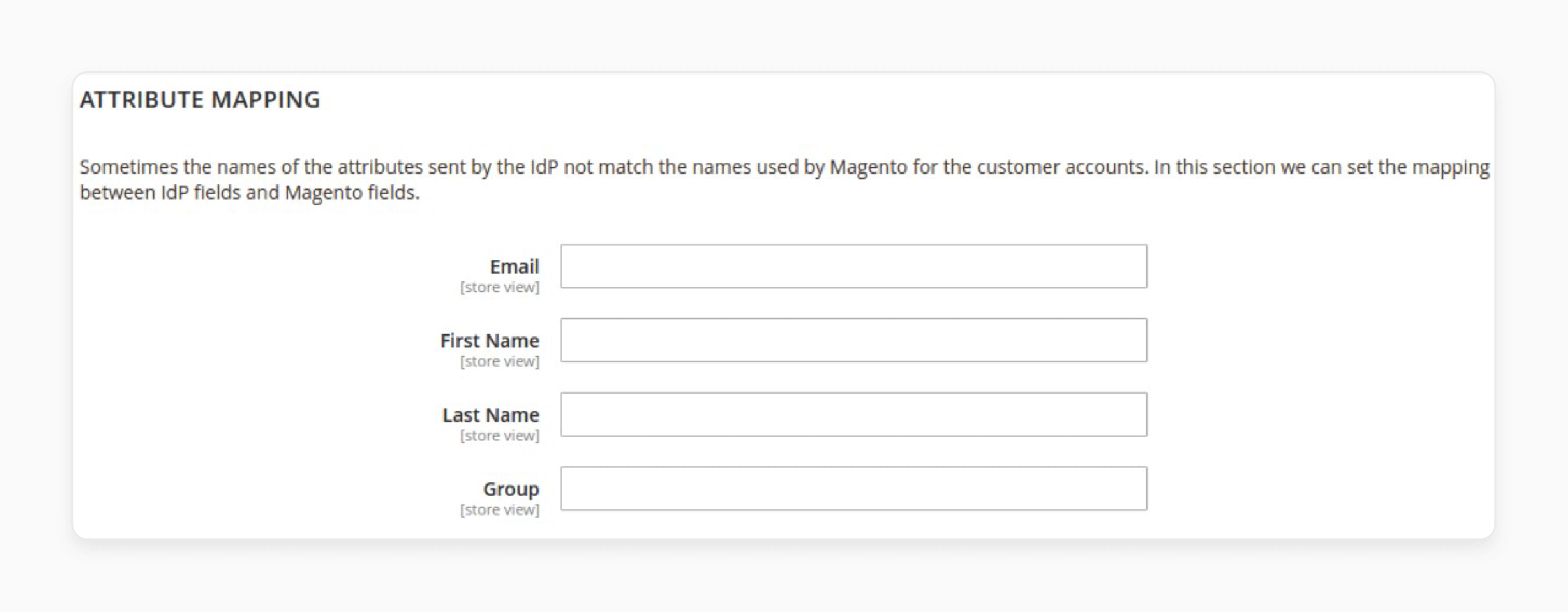 attribute mapping configuration in Magento 2 SSO for aligning IdP fields with Magento fields