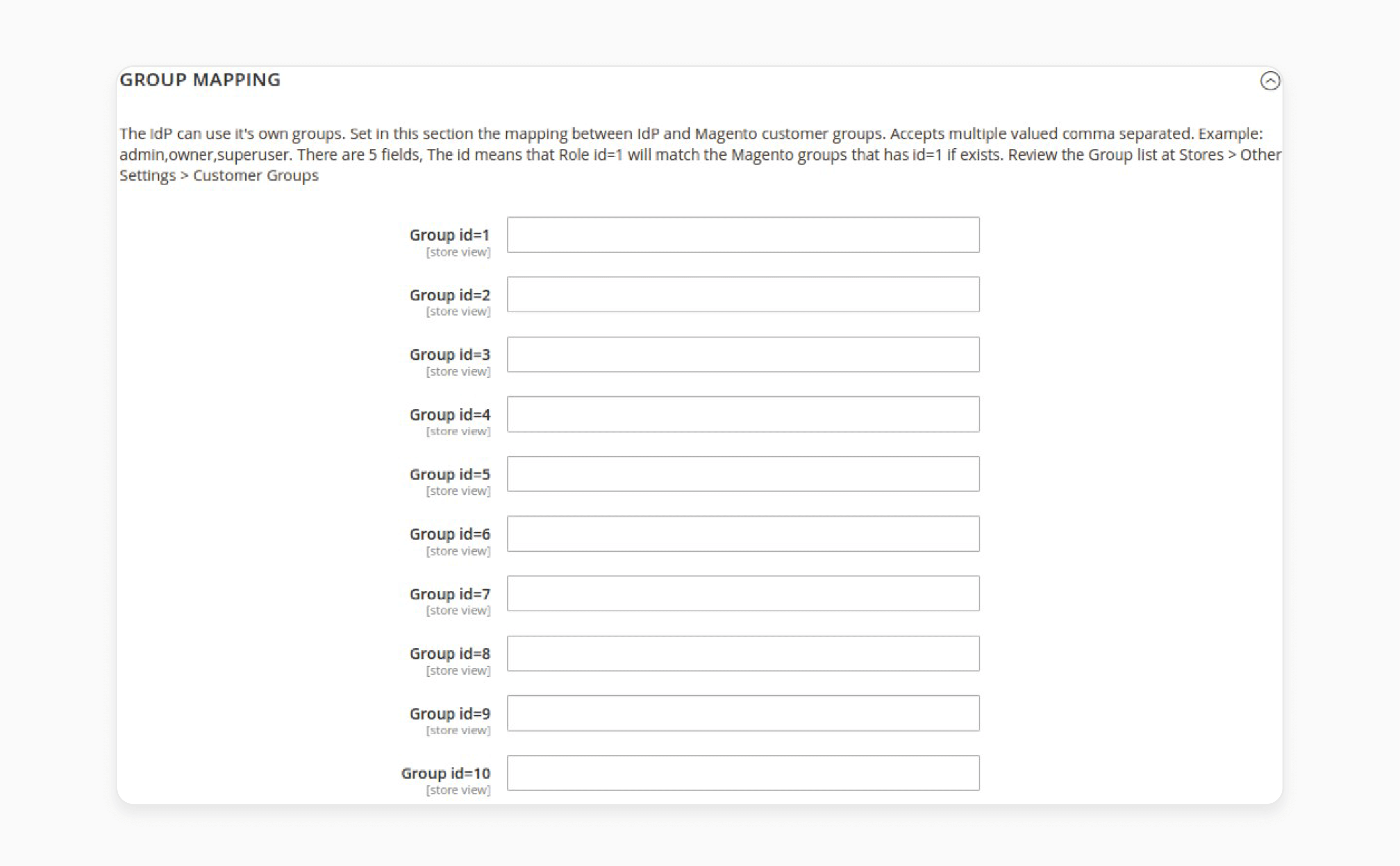 group mapping section in Magento 2 SSO to align IdP groups with Magento customer groups