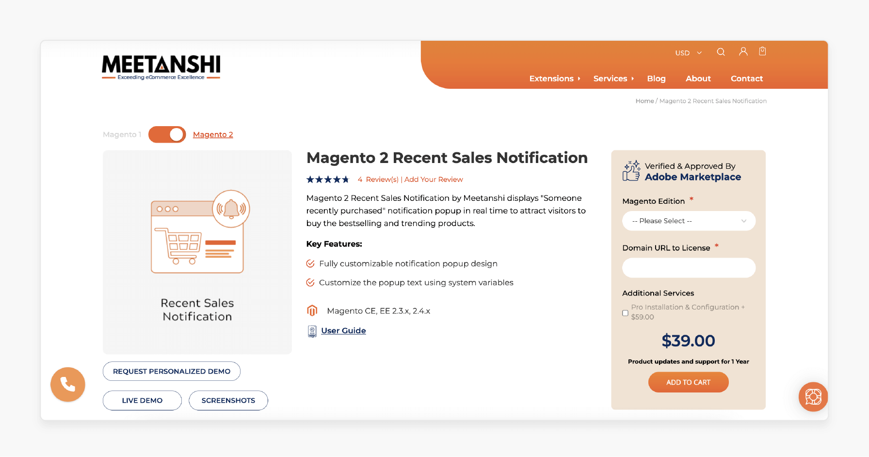 Magento 2 Recent Sales Notification - Meetanshi