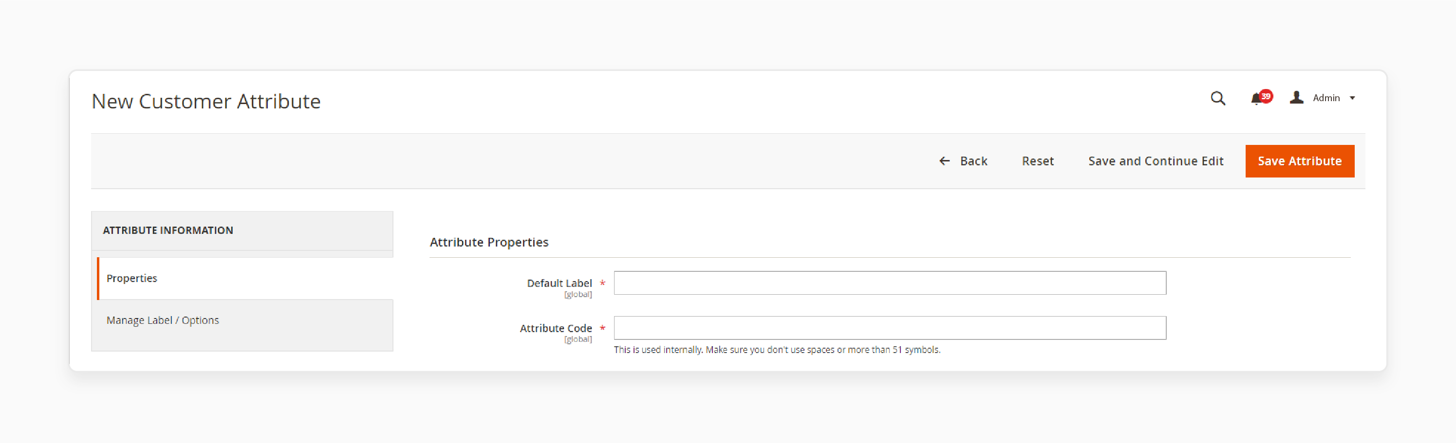 configuring attribute properties in Magento 2 customer attributes