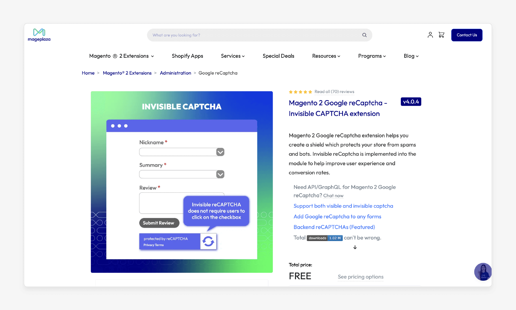 Mageplaza reCAPTCHA extension